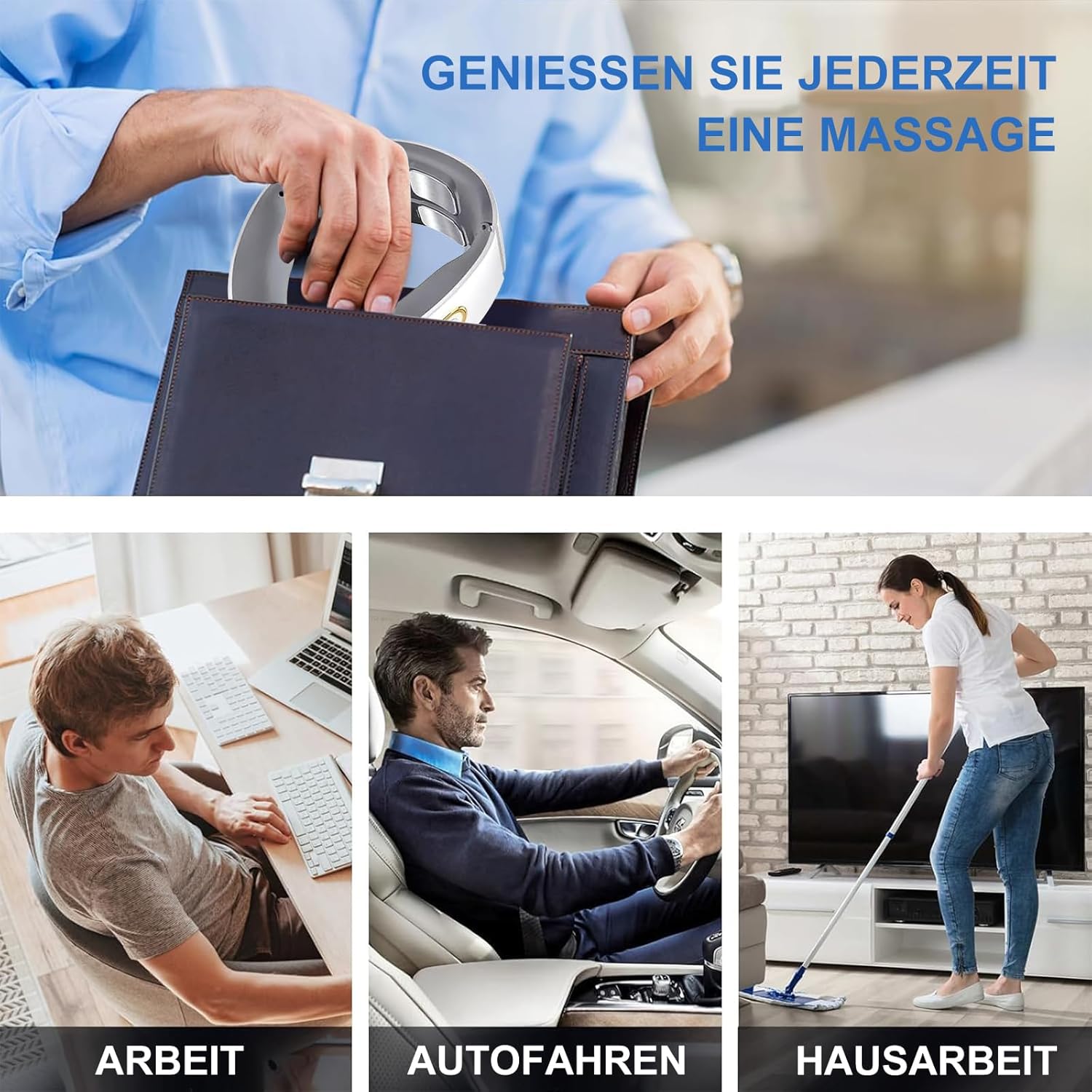 Massagegerät, 4D Bionische Hand Nackenmassagegerät, Elektrisches Shiatsu Massagegerät mit Wärme 3 Modi & 2 Heizstufen, Tiefenmassage für Nacken & Schultern (Weiß) – Bild 7