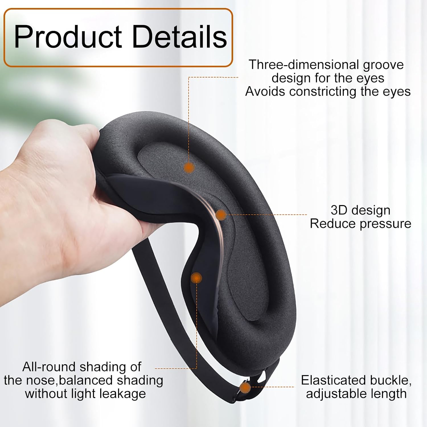 3D-Schlafmaske für Seitenschläfer, 100 % lichtblockierende Augenmaske für Männer und Frauen, Schlafmaske mit verstellbarem Gummiband und Ohrstöpseln, Reisen, Büro, Yoga – Bild 3