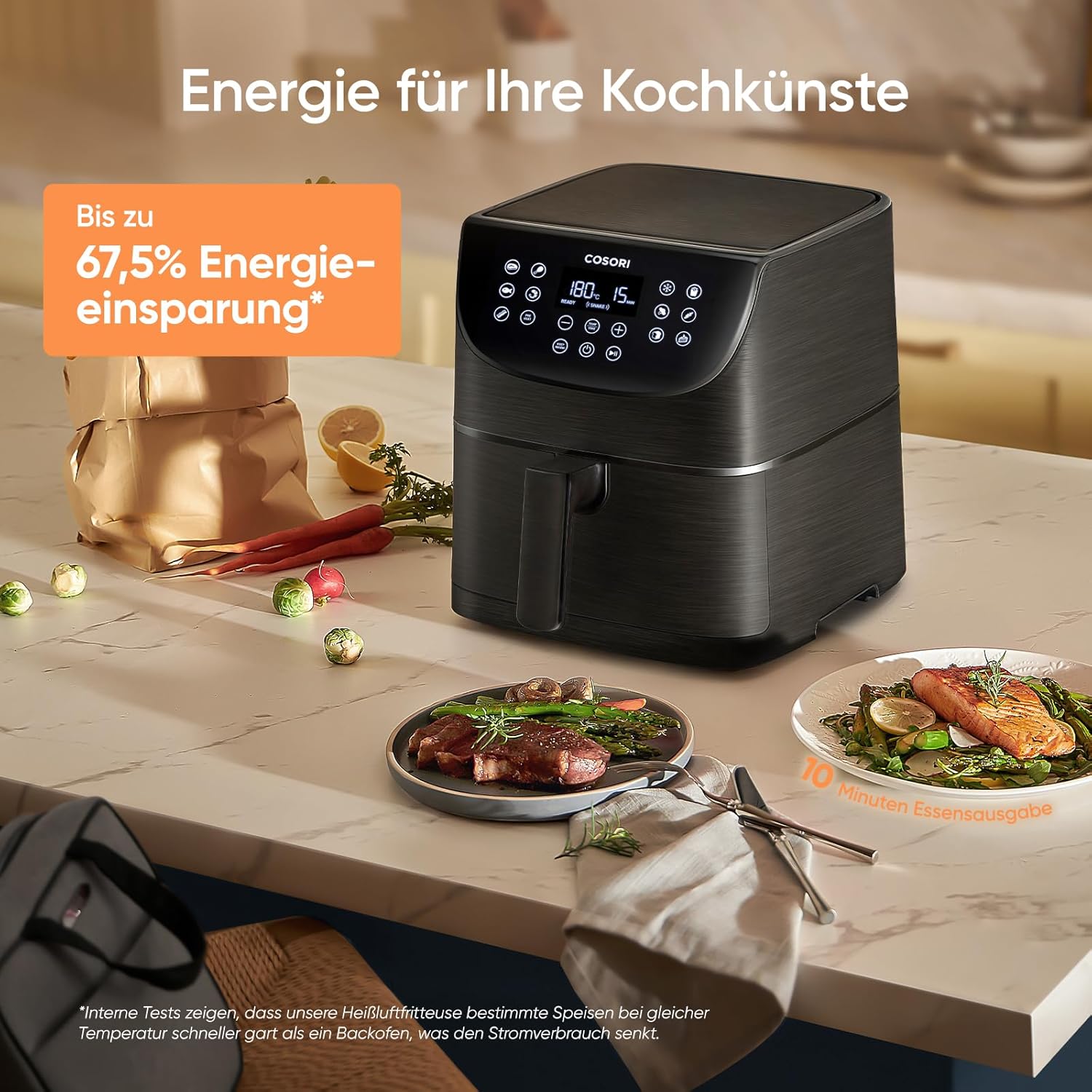 COSORI Heißluftfritteuse, Airfryer Testsieger 2024, 11-in-1 Heißluftfritteuse XXL 5,5 L, Heißluftfritteuse mit Schüttelerinnerung, 97,3 % Öleinsparung, 67,5 % Energieeinsparung, spülmaschinenfeste Körbe – Bild 3