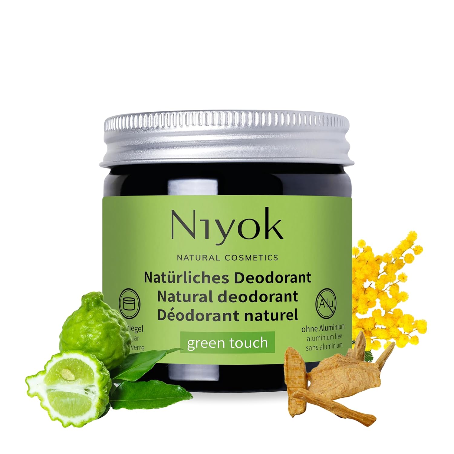 Niyok 2-in-1 Antitranspirant Deocreme „Green Touch“ (40 ml) • Natürliches Deo ohne Aluminium • 24h Schutz vor Geruch und Schweiß • Deocreme Unisex • Feste Deocreme vegan