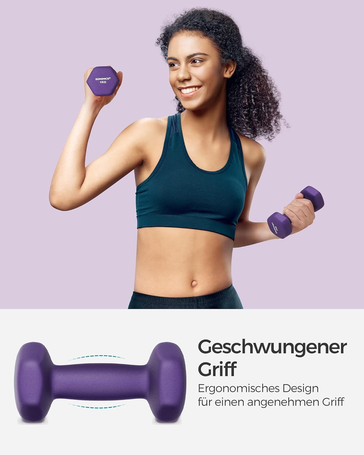 SONGMICS Hanteln 2er Set Hanteln Set Hanteln Hexagon Neoprenbeschichtung Krafttraining Workout Fitness Training Zuhause – Bild 4