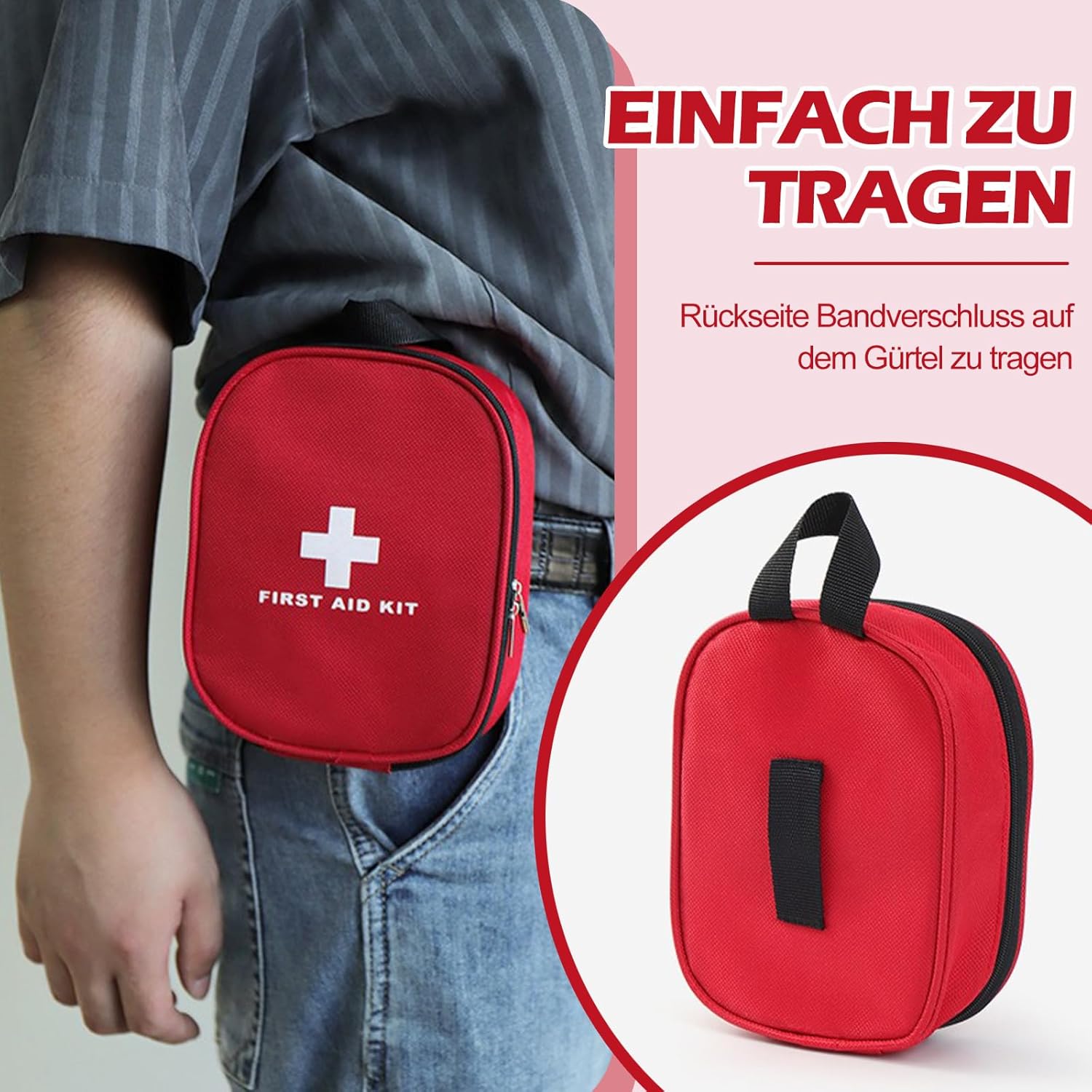 XXL-Erste-Hilfe-Tasche für Reisen – 30 x 20 x 23 cm große Medikamententasche und 17 x 13 x 5,5 Tasche, Reise-Medizintasche, leere Tasche mit Griff und Umhänge-Schultergurt, wasserdichte Medikamenten-Notfalltasche – Bild 7