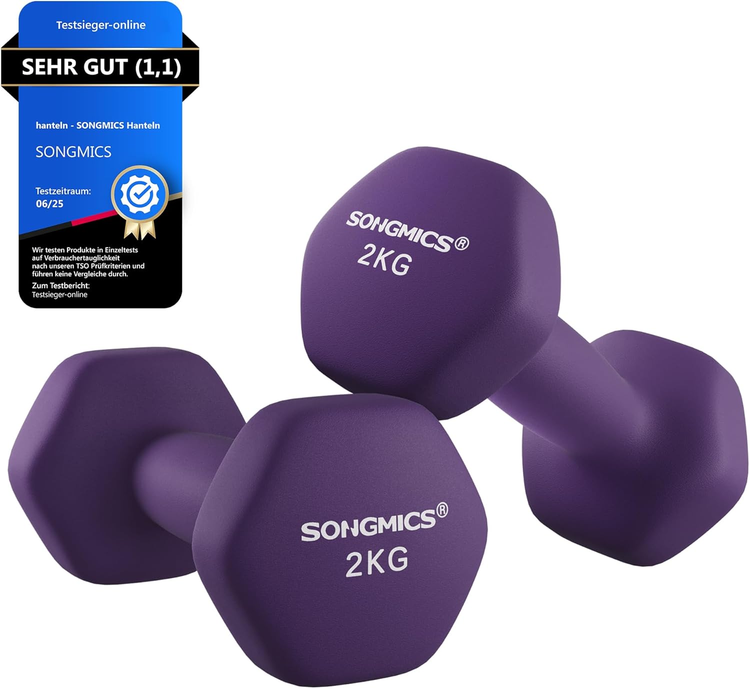 SONGMICS Kurzhanteln 2er-Set, sechseckig, Neopren-Beschichtung, Krafttraining, Workout, Fitness, Training zu Hause