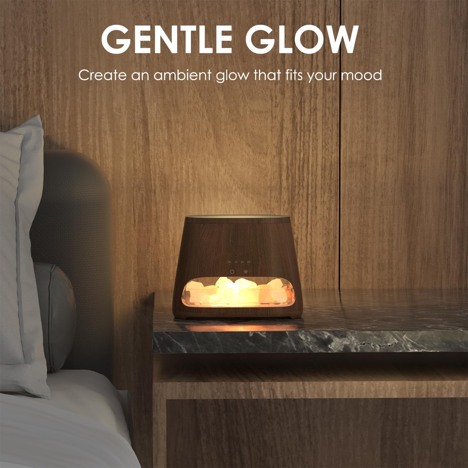 SALKING 2-in-1-Aromadiffusor & Salzreihe Pakistan Light, Flammeneffekt-Diffusor für ätherische Öle, Diffusor-Kühler-Nebel-Luftbefeuchter mit 3 Helligkeiten, 150 ml (Dunkles Holz) – Bild 6