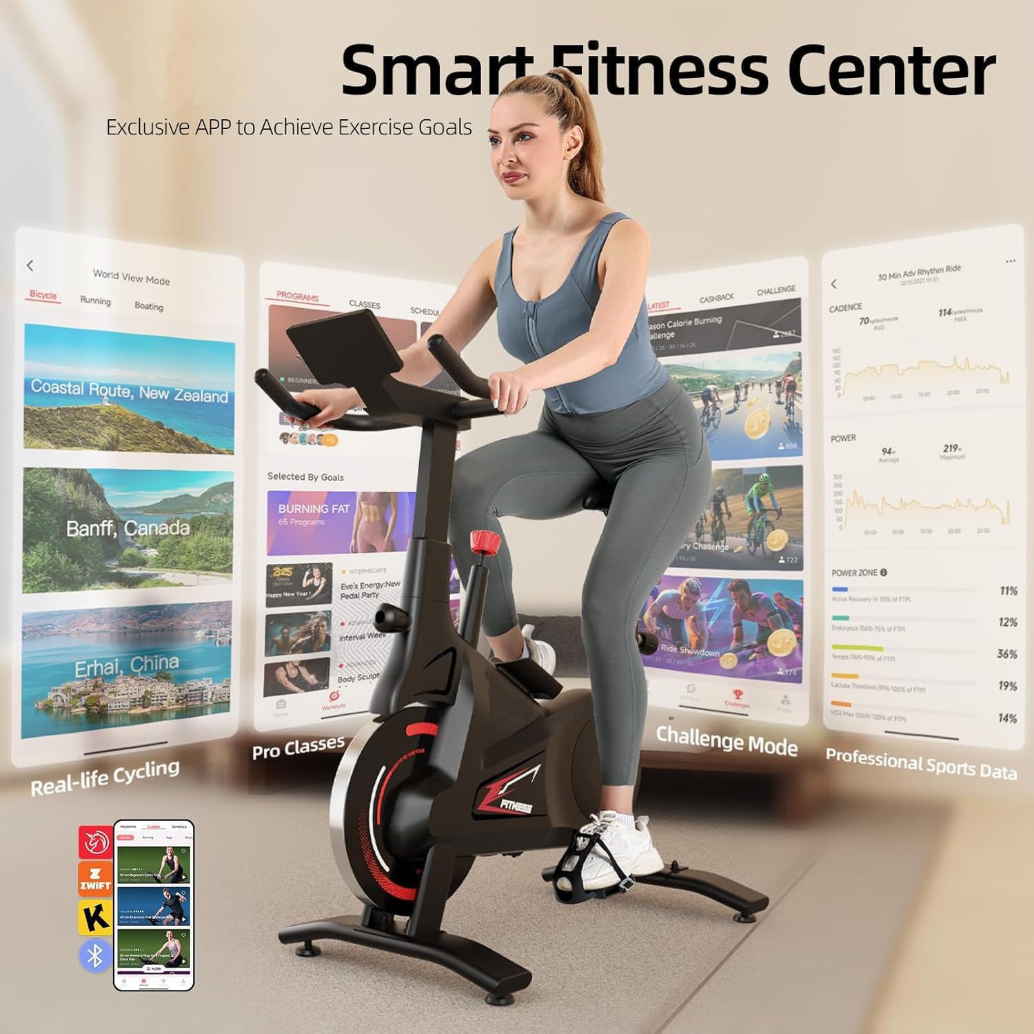 Bluearth Heimtrainer, leiser Magnetwiderstand, Heimtrainer-Fahrrad für Cardio-Training zu Hause, max. 150 kg, magnetisch schwarz – Bild 2
