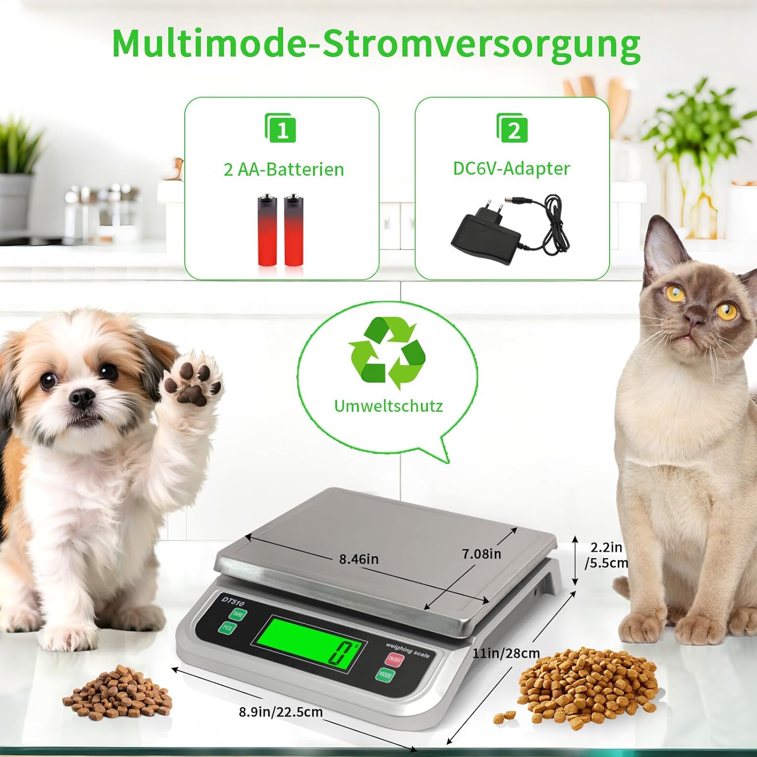 Digitale Küchenwaage, 40 kg Küchenwaage mit Stückzählung und Tarafunktion, Küchenwaage mit 6 Maßeinheiten, g/kg/lb/oz/ml/Milch-ml und LCD-Display, Wiegefläche aus Edelstahl zum Backen und Kochen, Silber – Bild 3