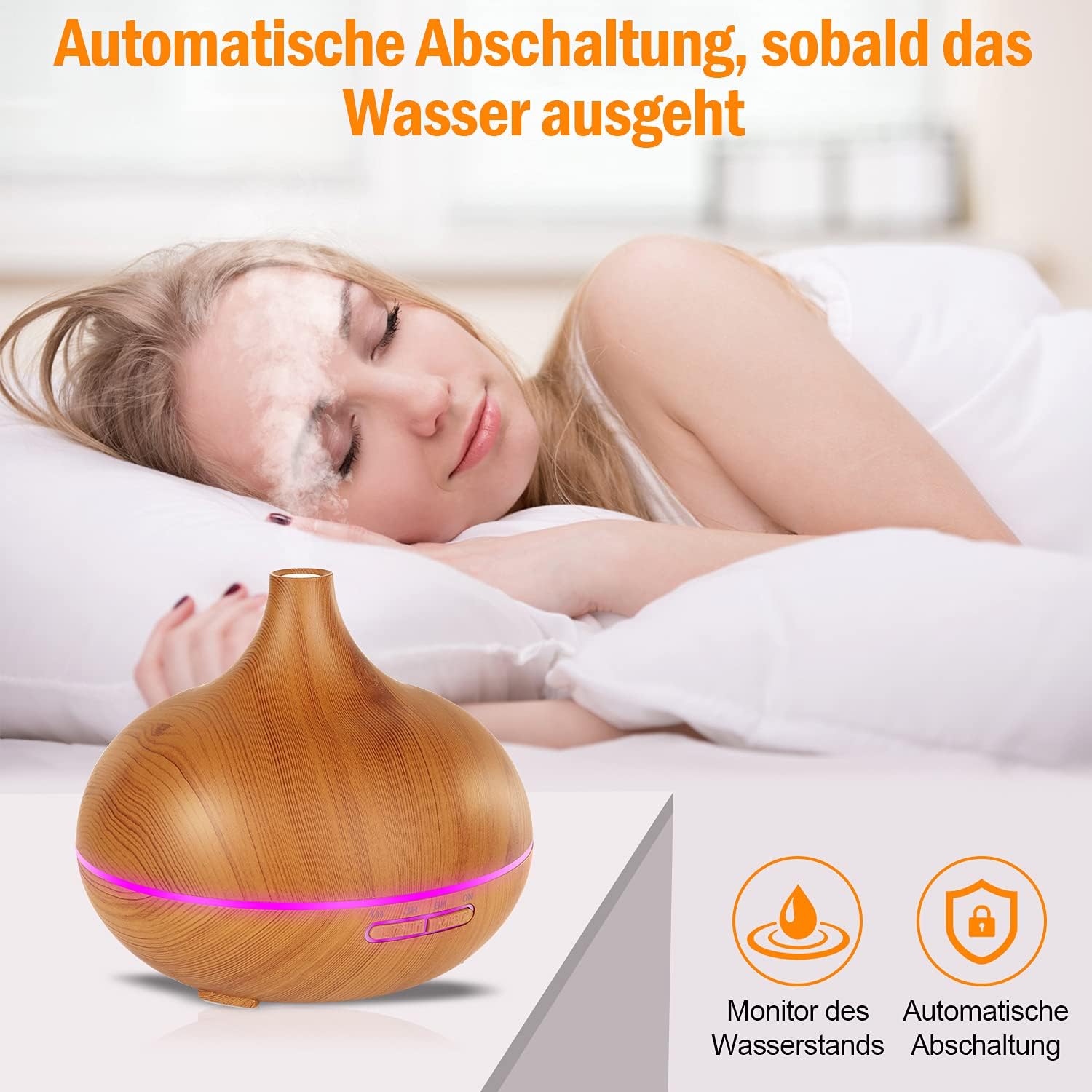 Aromadiffusor für ätherische Öle, 550 ml Duftdiffusor, BPA-freier Aromatherapie-Luftbefeuchter mit 4 Timer-Einstellungen für Zuhause, Büro, Yoga – Bild 7