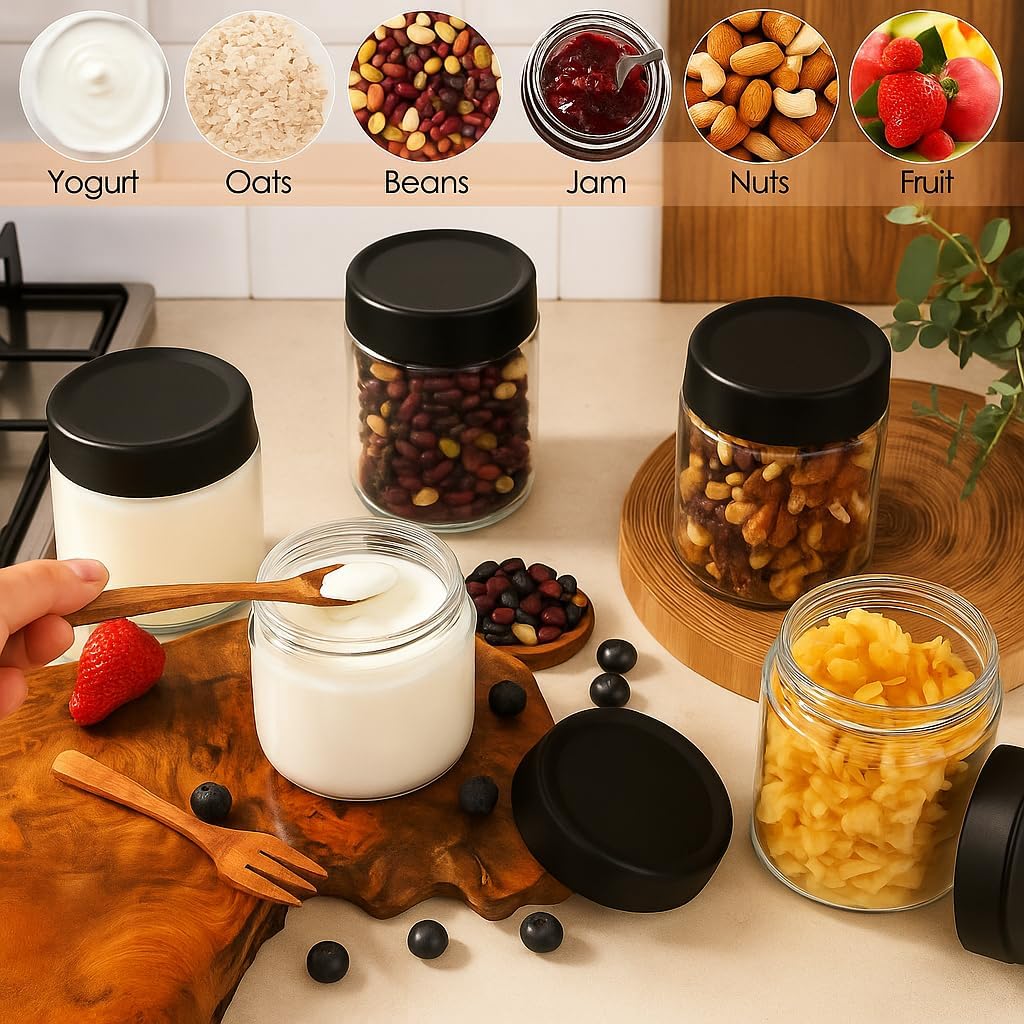4 Stück Overnight Oats Gläser, Einmachgläser mit Schraubdeckel, luftdichte Meal Prep Gläser, Overnight Oats Gläser, luftdicht, für Overnight Oats, Müsli, Joghurt, Chia Pudding (480 ml) – Bild 6