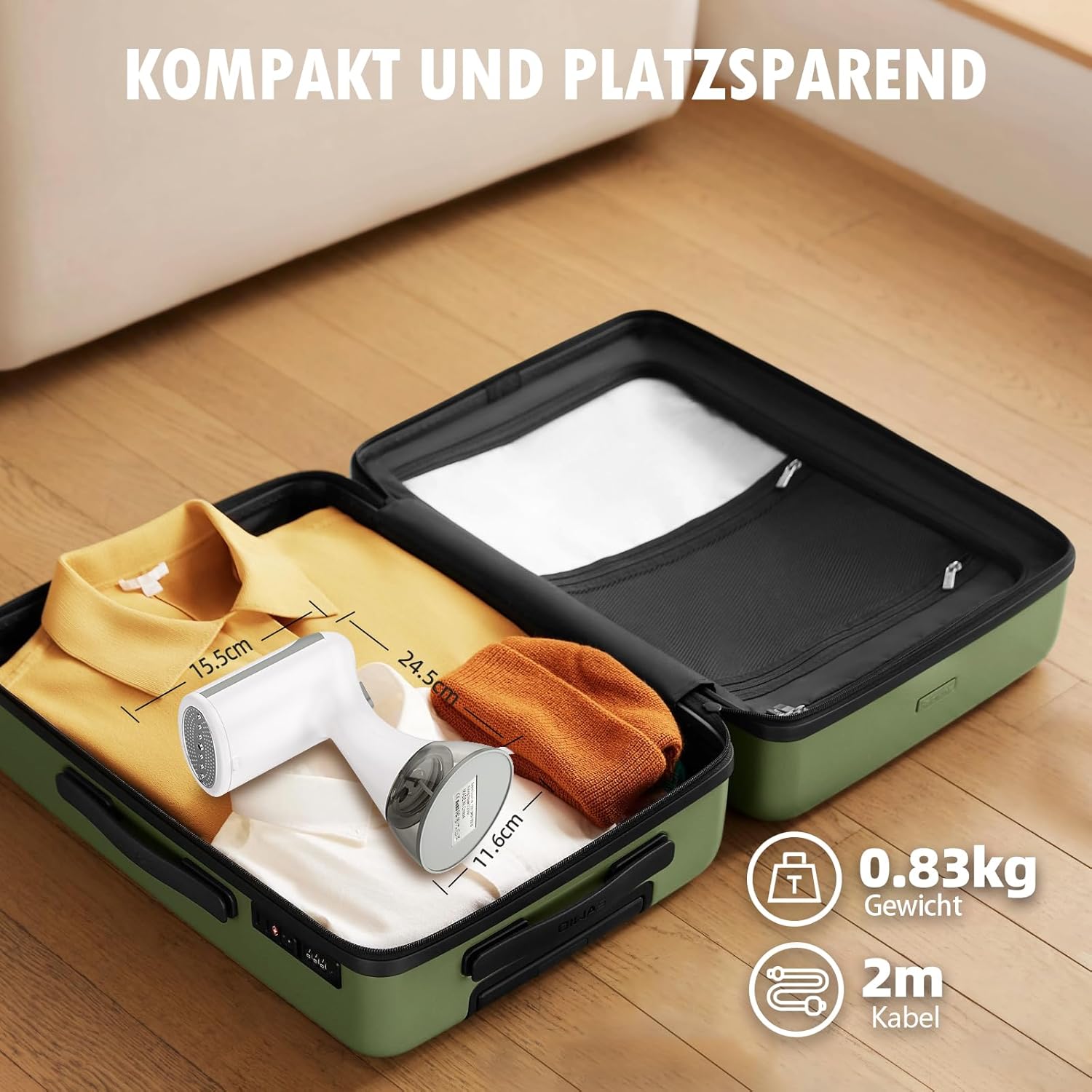 Dampfgarer Dampfgarer mit 300 ml abnehmbarem Wassertank, 1500 W, 20 Sekunden schnelles Aufheizen, Reisedampfer, der für vertikale und horizontale Verdampfung verwendet werden kann – Bild 7