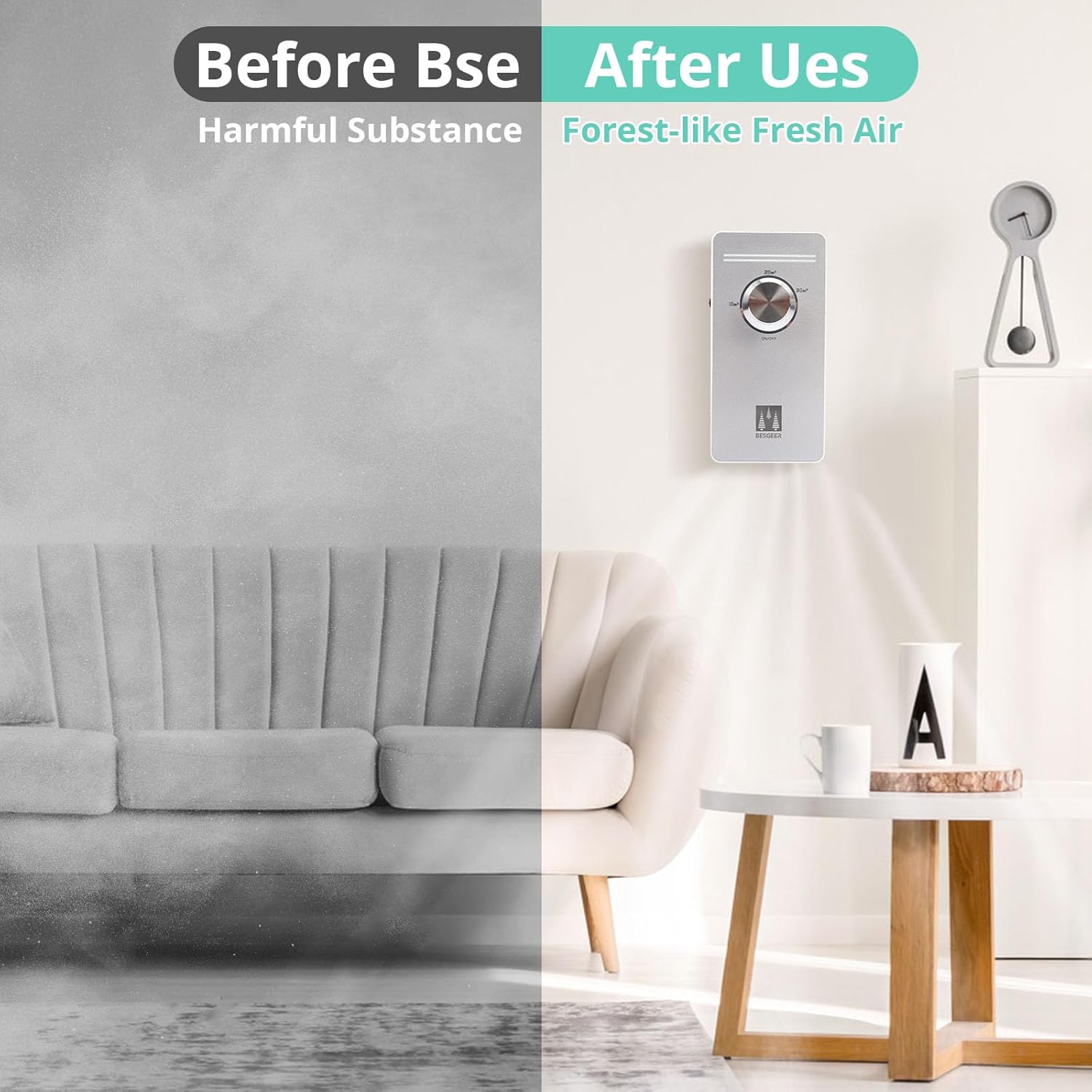 Ozongenerator-Luftreiniger, Geruchskiller-Luftreiniger, Luft-Ozonisator-Generator für Zimmer, Badezimmer, Haustiere, Formaldehyd und Geruch, hohe Effizienz, Silber – Bild 7