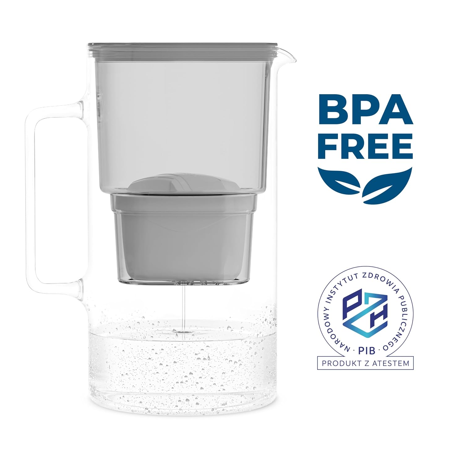 Wessper Wasserfilterkanne aus Glas, 3 l, kompatibel mit Brita Maxtra, inklusive 1 Wasserfilterkartusche, reduziert Kalk und Chlor, grau – Bild 5