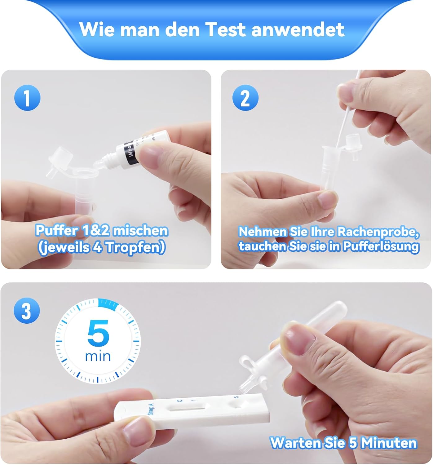 AssuTest Streptokokken-Schnelltest, Haus-Selbsttest-Kit, schnelles Streptokokken-Halstest-Kit, 2 Tests zum Nachweis von Streptokokken-Antigen der Gruppe A, schnelles und genaues, einfach zu befolgendes Selbsttest-Kit – Bild 4