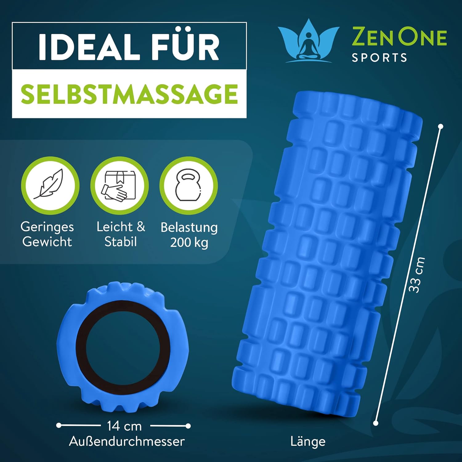 ZenOne Sports® Faszienrolle – Ideal für Massage, Rehabilitation & Aktivierung I Massage-Rolle für Wirbelsäule, Rücken, Beine & Mehr I Faszienrolle Wirbelsäule, Foam Roller mit Workout Guide – Bild 6