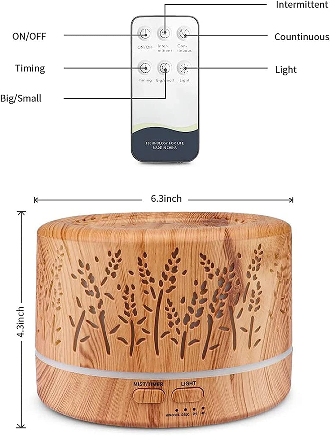 500 ml Aromadiffusor Luftbefeuchter, Aromatherapie-Diffusor, BPA-frei für ätherische Öle, Öldiffusor mit Timer, 7 LED-Lichtfarben für Baby, Zuhause, Schlafzimmer, Büro, Yoga – Bild 7