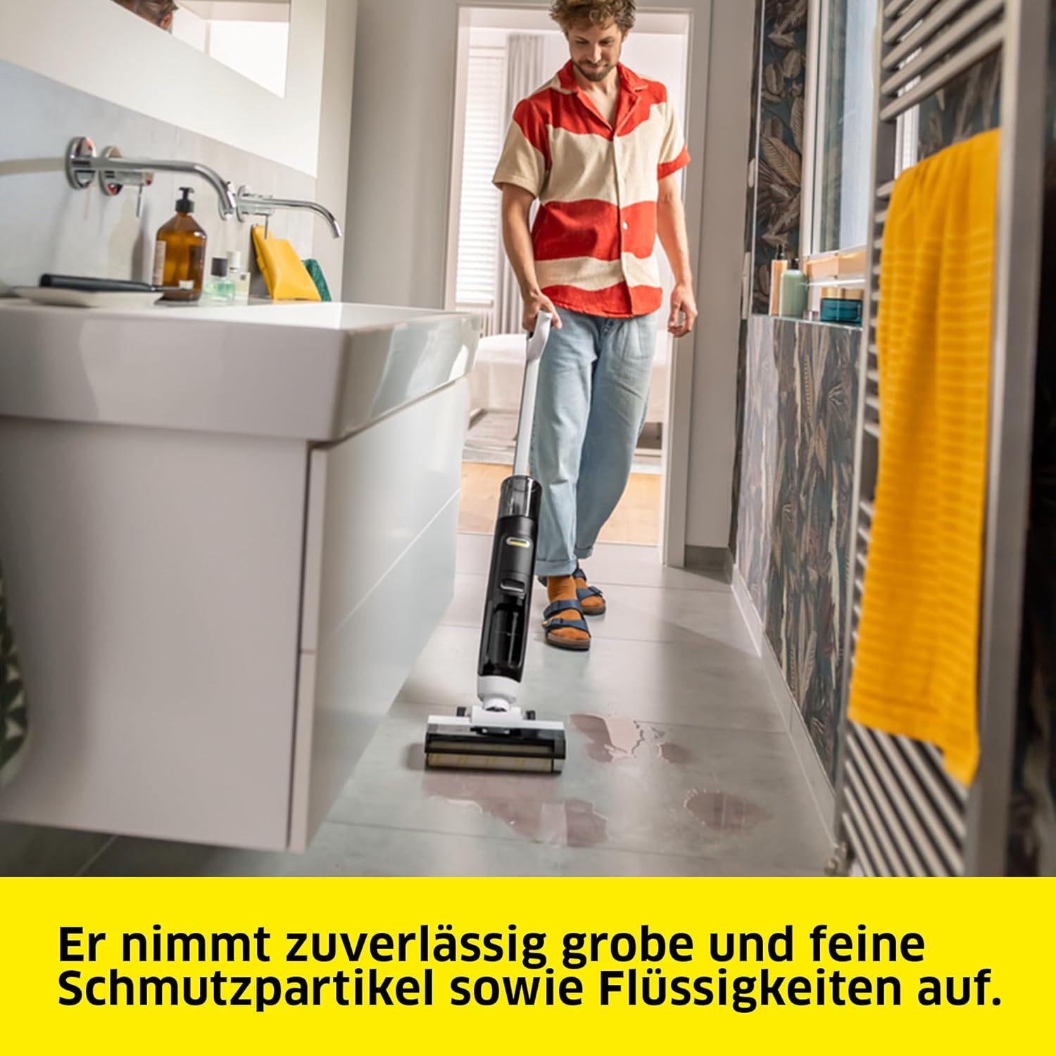 Karcher FCV 3 Staubsauger-Wischer, kabelloser Saugmopp mit 3 Reinigungsmodi, Akkulaufzeit: ca. 30 Minuten, Oberflächenkapazität pro Akkuladung: ca. 130 m², Weiß – Bild 3