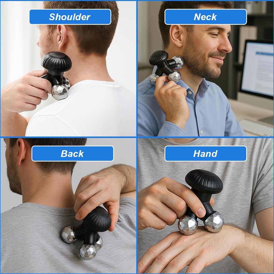 Elektrisches Mini-Handmassagegerät für sanftes Vibrationsmassagegerät, ideal für Rücken, Nacken, Arme und Beine, mit LED-Licht, tragbar – Bild 6