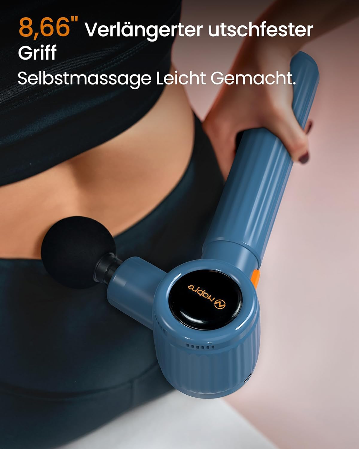 Napre Massagepistole, Massagepistole mit Verlängerungsgriff und 3 verstellbaren Winkeln, Muskel-Percussion-Massagegerät für Rücken/Nacken/Schulter-Entspannung, Handmassagegerät, Blau – Bild 3