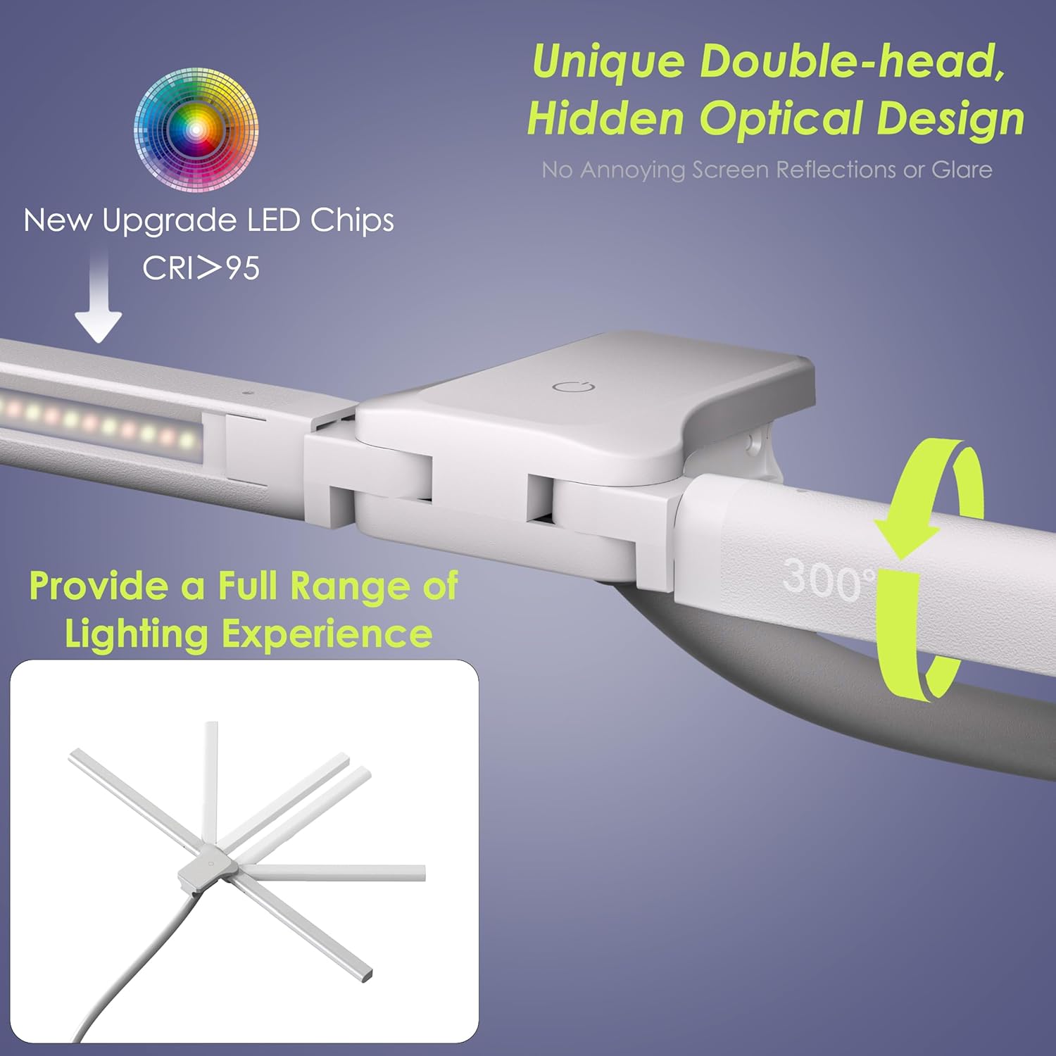 EYOCEAN Schreibtischlampe, Doppelkopf Schreibtischlampe Kinder, Augenschutz Schreibtischlampe, 16W 72cm Tageslichtlampe Schreibtisch mit Fernbedienung, Dimmbare Monitorlampe, Schwanenhals Bürotischlampe – Bild 3