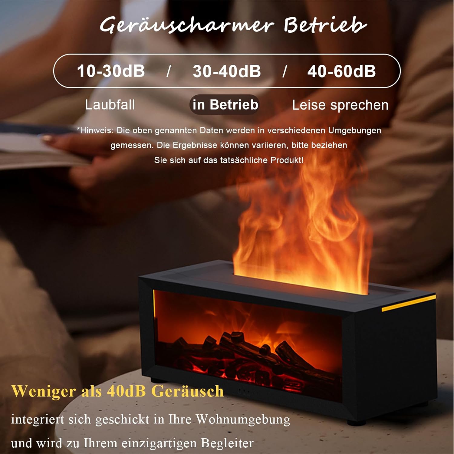 Aromadiffusor mit LED-Kamin, Duftöldiffusor für ätherische Öle mit 7-Farben-Lichtflammeneffekt, 150 ml Luftbefeuchter mit Fernbedienung, 4 Timer, wasserlose Abschaltautomatik (Schwarz) – Bild 5