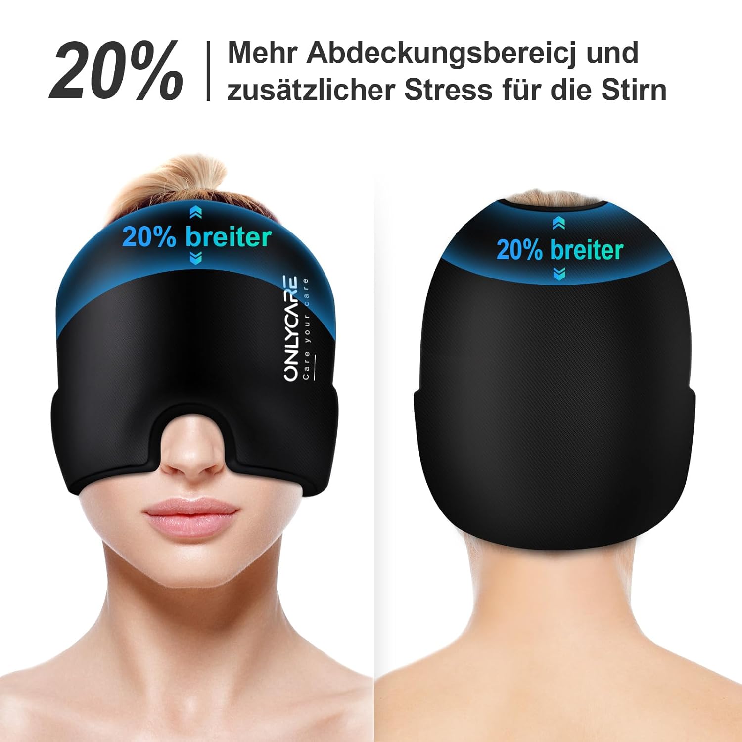 ONLYCARE Migränemaske, verbesserte Migräne-Kühlmaske, Schlafmaske, Kühlkappe, Kühlhaube, 360°-Gel-Surround-Kühlpads zur Linderung von Migräne, Kopfschmerzen, Stress – Bild 4