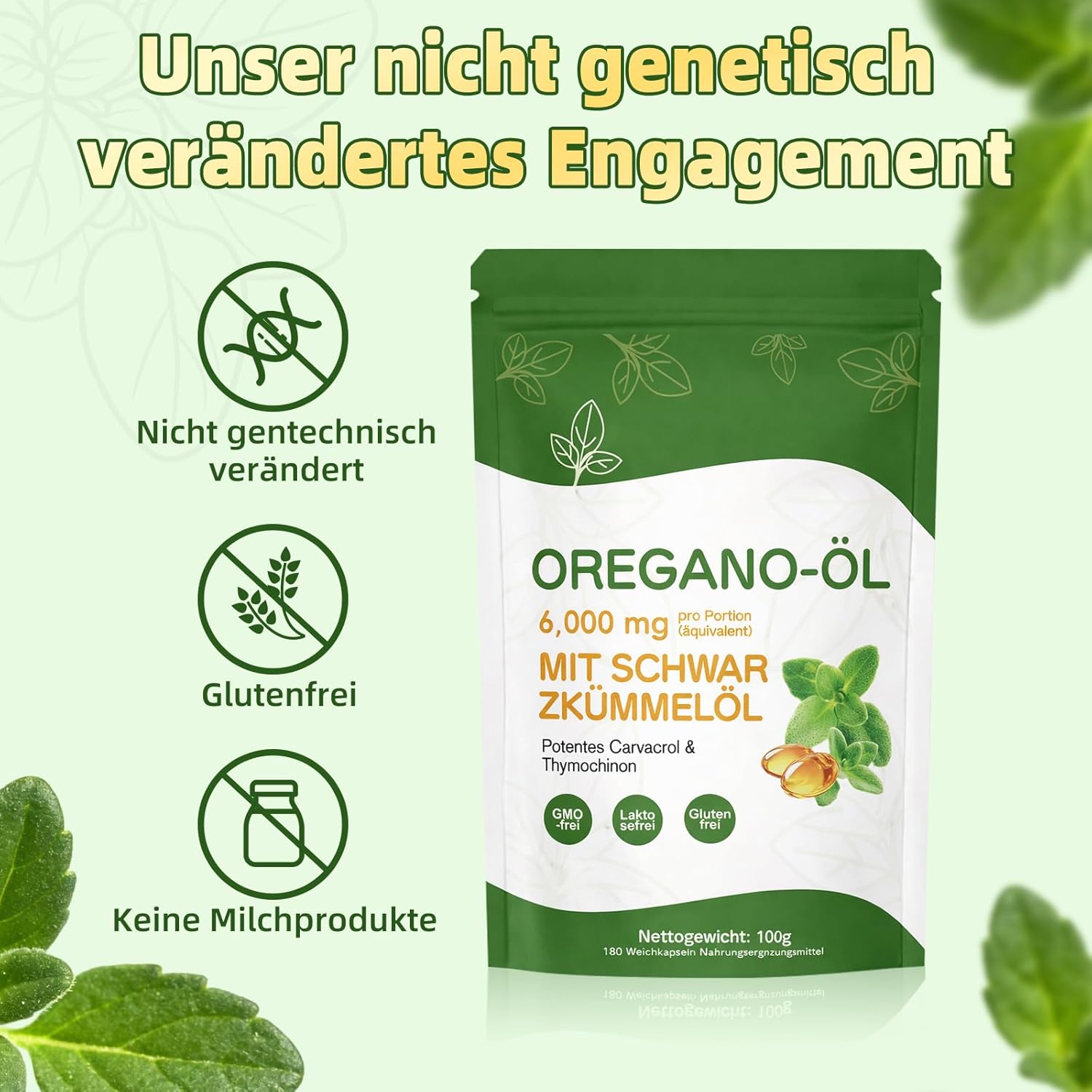 Oreganoöl-Kapseln 6000 mg – 180 Kapseln – 2-in-1 Oregano- und Schwarzkümmelöl-Kapseln – Oreganoöl, vegan, gentechnik-, laktose- und glutenfrei – unterstützt das Immunsystem – einfache Tagesdosis von 2 Kapseln – Bild 6