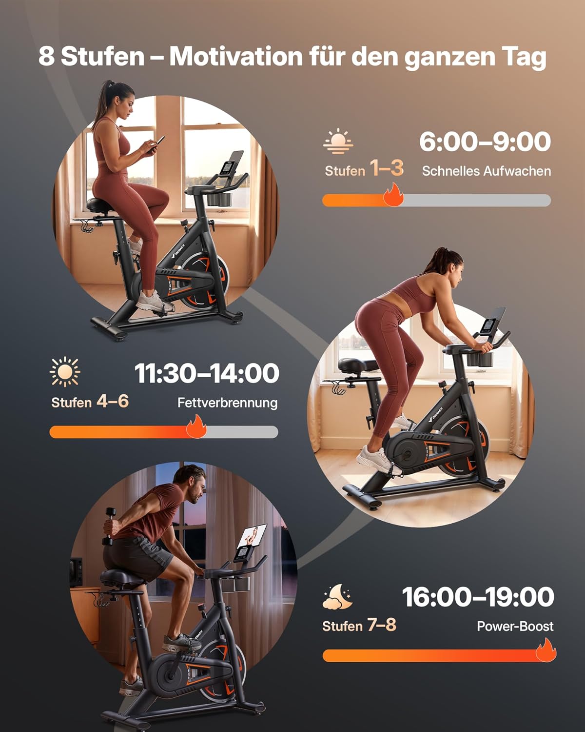 MERACH Heimtrainer mit magnetischem Widerstand, leises Heimtrainer-Fahrrad mit verbessertem stoßdämpfendem Luftpolstersattel, eigener App, stabiler H-Rahmen für besseren Halt, bis zu 150 kg – Bild 6
