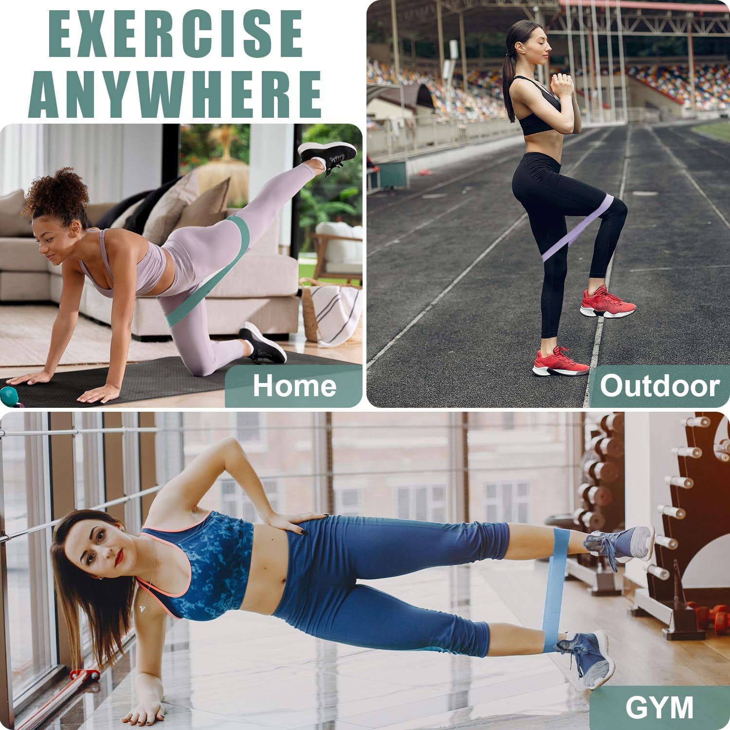 Fitnessbänder 5er Set, Potok Widerstandsbänder in 5 Stärken, Fitnessband aus Naturlatex, Gymnastikband, Widerstandsbänder mit Tragetasche für Muskelaufbau, Pilates, Yoga – Bild 4