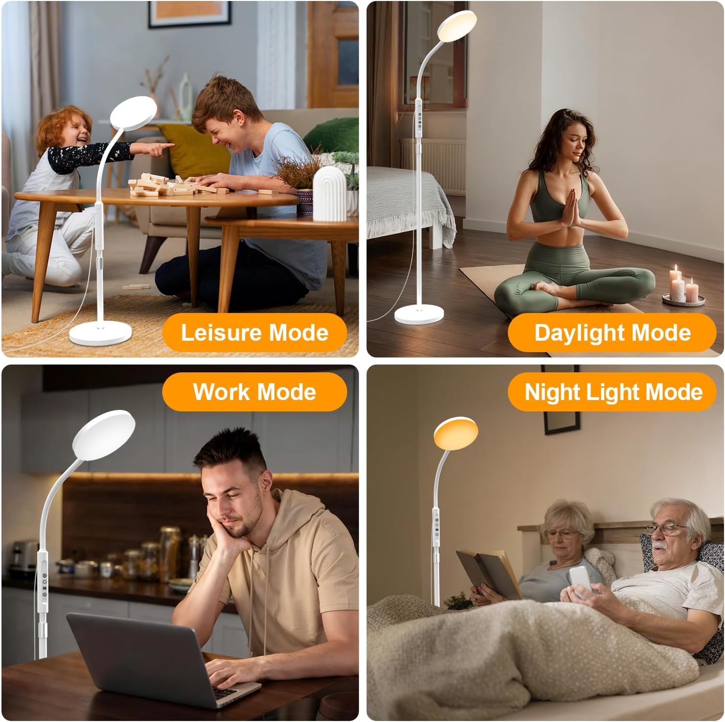 Stehleuchte 20000 Lux Stehlampe & Schreibtischlampe – Höhenverstellbare LED-Lichttherapielampe mit 5 Farben & 10 Stufen, Timer und stabilem Sockel – Tageslichtlampe für Wohnzimmer, Schlafzimmer – Bild 6