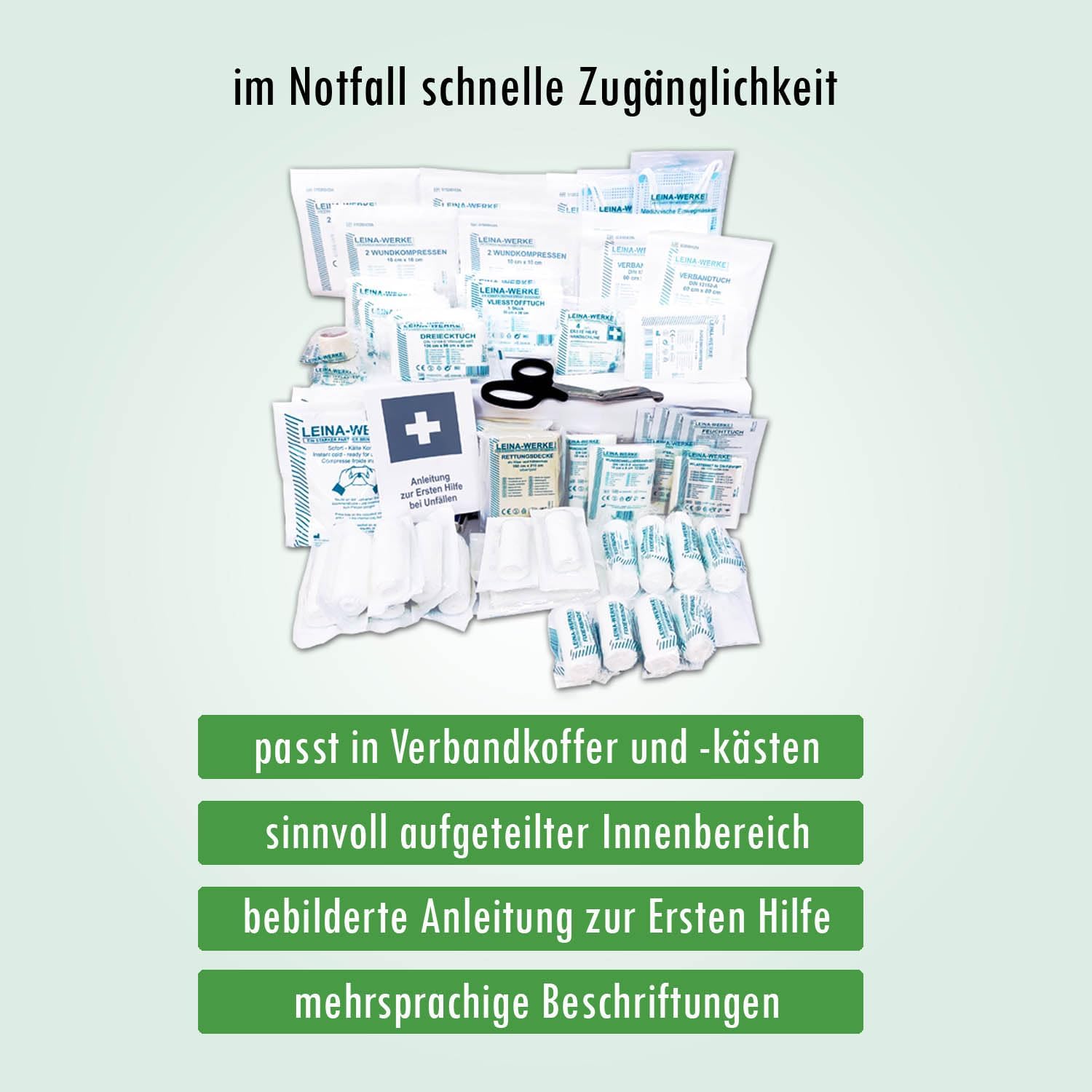 Großes Erste-Hilfe-Set, Füllung für Kita, DIN 13169, mit Kinderpflastern, Verbandsmaterial für große Kindergärten/Kindertagesstätten und Schulen – Bild 6