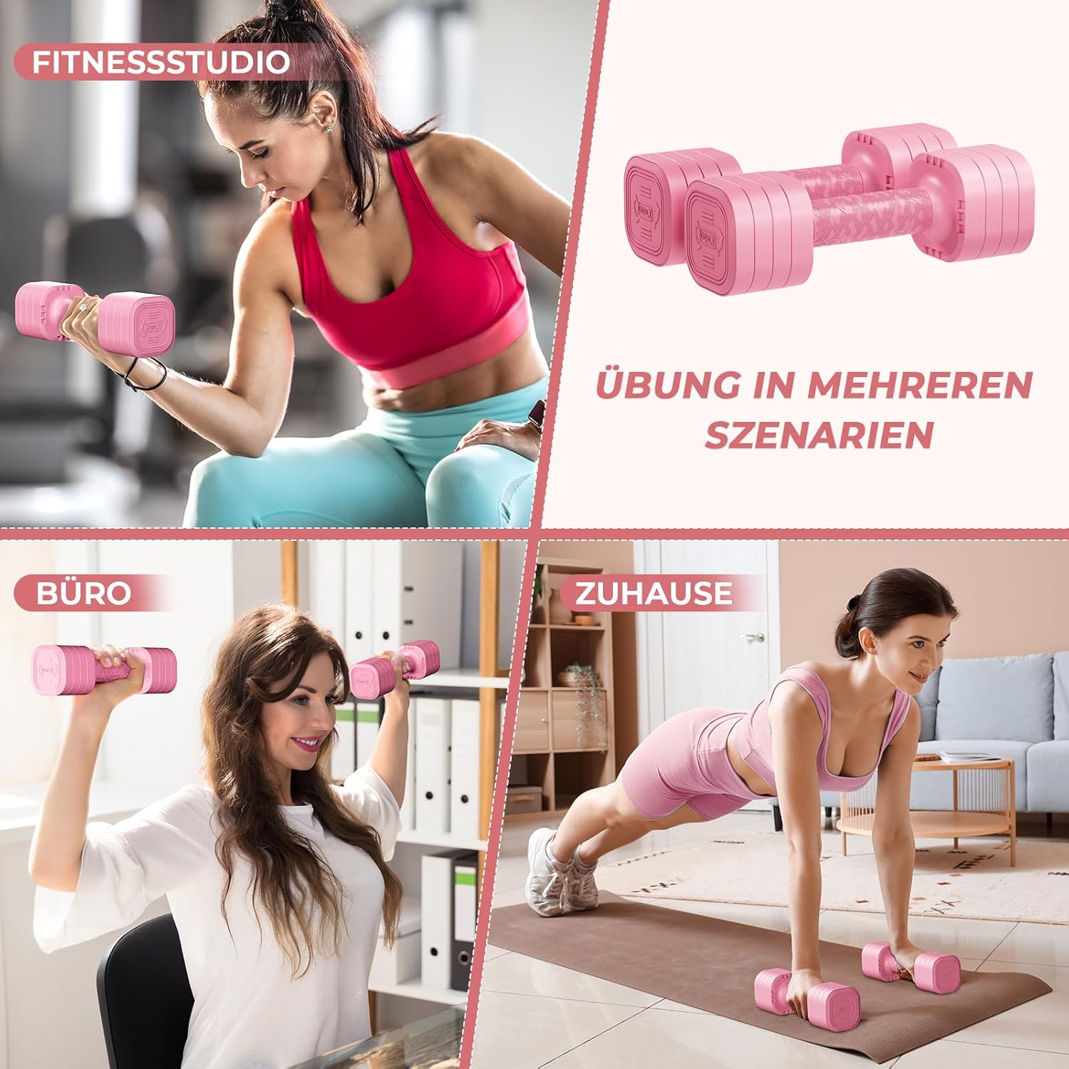 Dripex Kurzhantel-Set, verstellbare Kurzhanteln, 1 Paar 2,5 kg x 2 oder 5 kg x 2 oder 7,5 x 2, 6 Hantelscheiben mit einem Gewicht von 0,25 kg oder 0,5 kg oder 0,75 kg – Bild 8