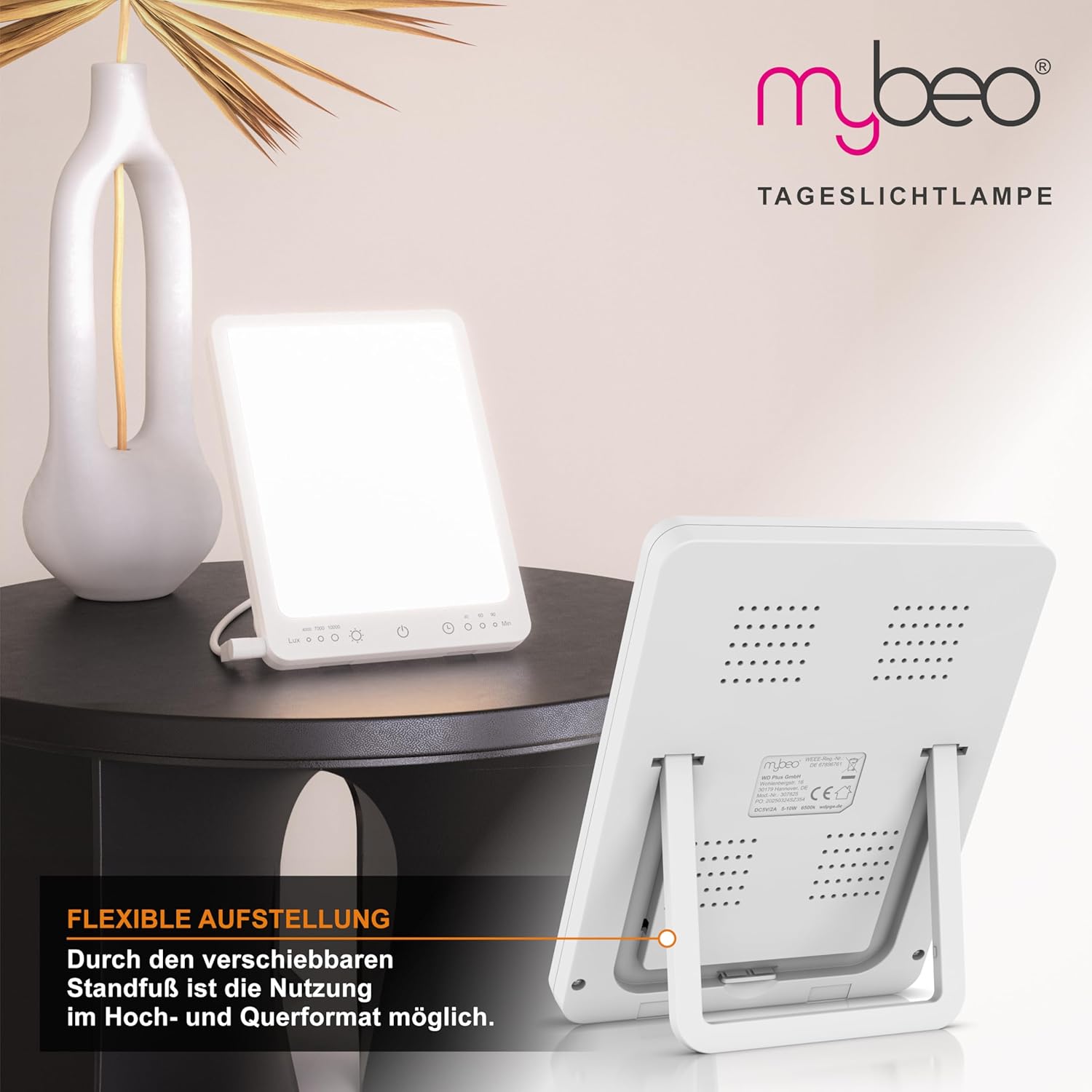 CSL – Tageslichtlampe dimmbar – Simulation von Tageslicht – LED-Lichttherapie – Tageslichtlampe – Flimmer- und UV-freie LED-Technologie – 3 Helligkeitsstufen – bis zu 10000 LUX – Bild 3
