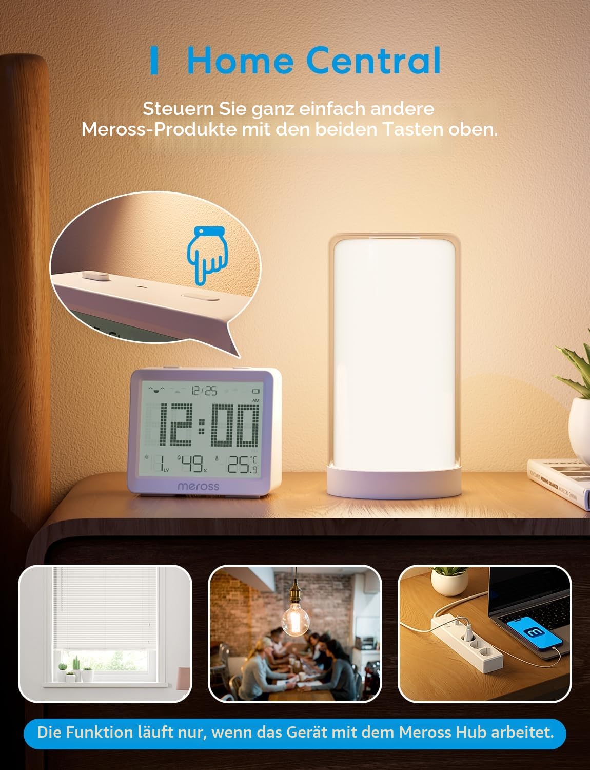 Meross 10-in-1 mattes Hygrometer-Innenthermometer, WLAN-Thermometer mit Taupunkt/VPD, intelligenter LCD-Temperatursensor und mattem Hub, kompatibel mit Apple HomeKit, Home Assistant, Alexa, Google Home – Bild 5