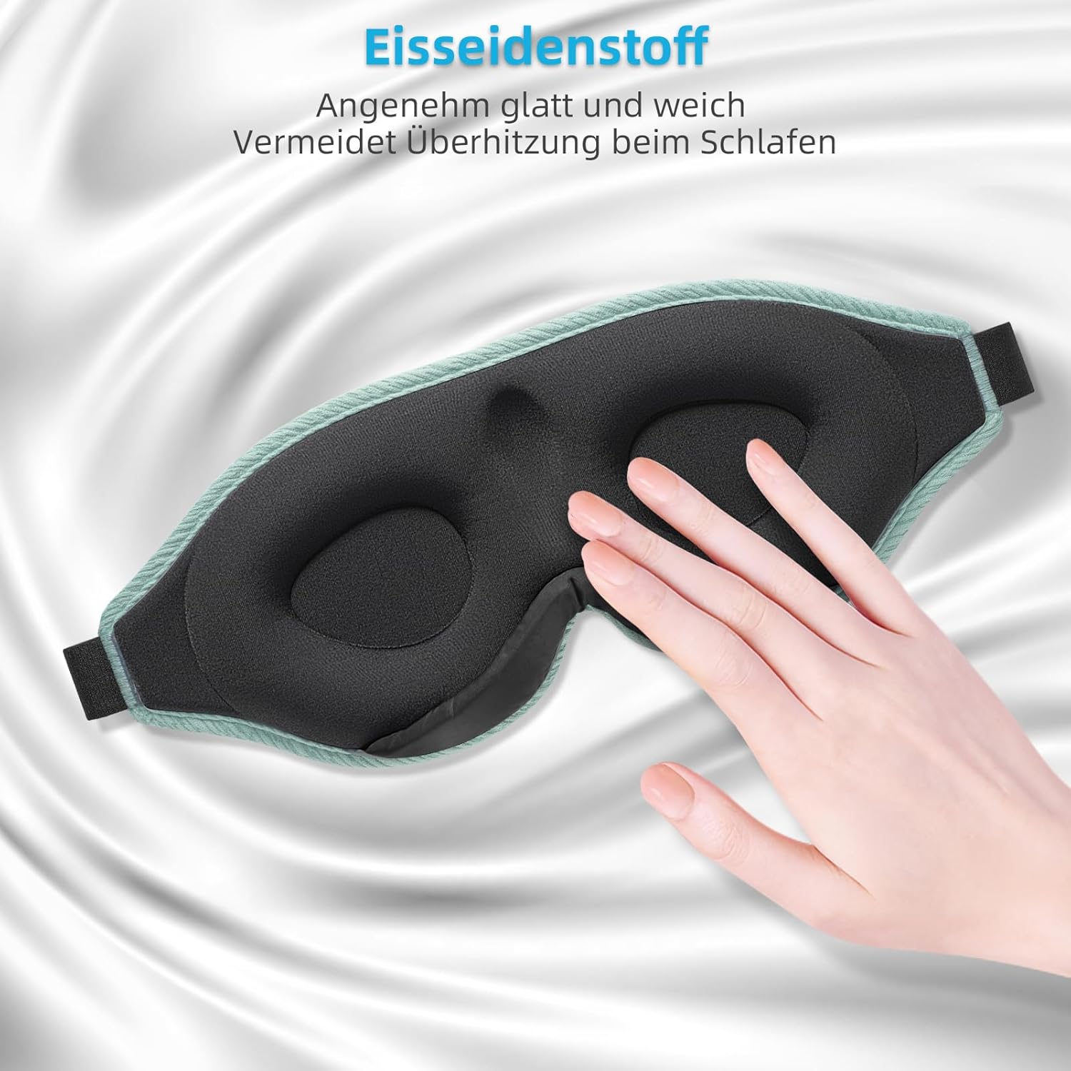 2026 Innovative Schlafmaske für Männer und Frauen, 99,99 % lichtblockierend, ergonomisch, verstellbare Augenmaske mit Ohrstöpseln, Schlaf, Nickerchen, Meditation, Reisen, bequemer Schlaf (Seegrün) – Bild 5