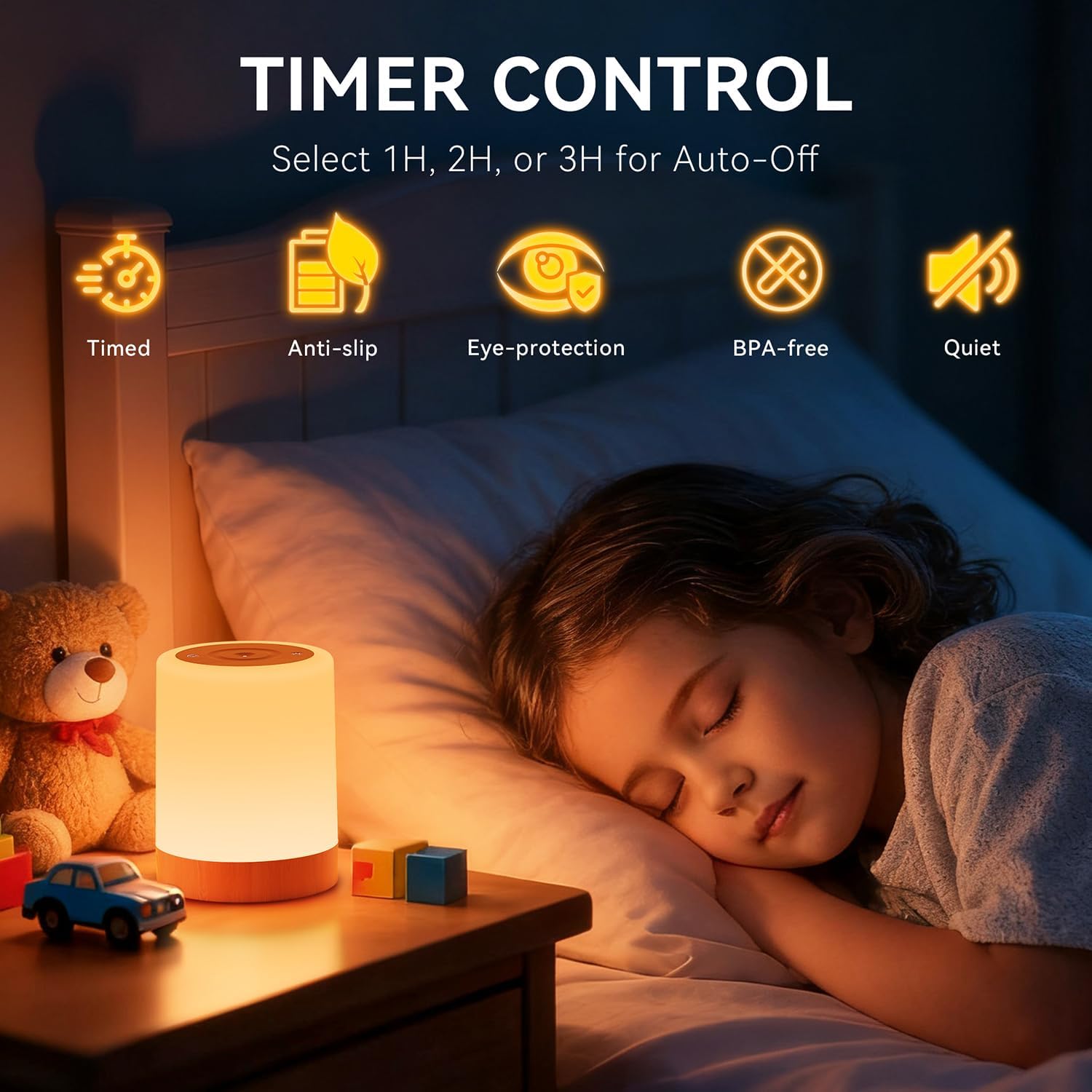 Auxmir Nachtlicht Nachttischlampe Touch Dimmbar mit 256 RGB-Farben 5 Modi 3000 mAh Tischlampe Kabellos USB Wiederaufladbar Timing-Funktion Tragbare LED-Lampe Stilllicht Kinder für Schlafzimmer Wohnen – Bild 2