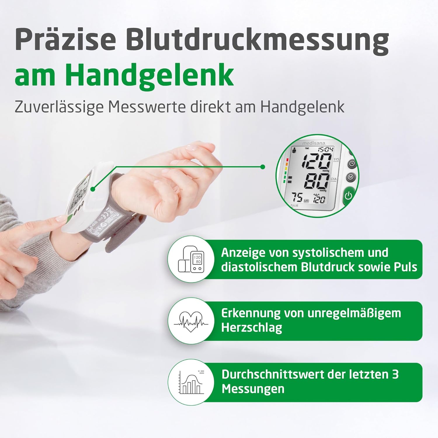Medisana 51072 Handgelenk-Blutdruckmessgerät BW 315 weiß – Bild 2