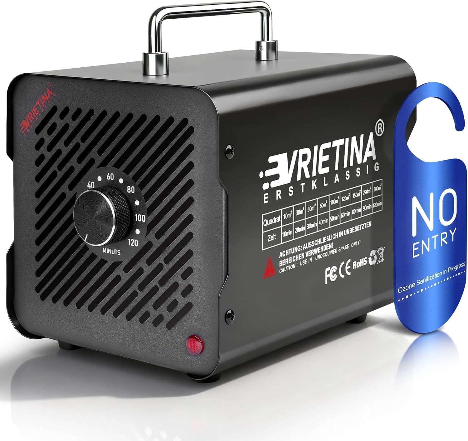 O3-Ozongenerator, 100.000 mg/h, industrielles Ozongerät mit 120-Minuten-Timer, 35-dB-Ozonisator, 150 W, Ozon-Luftreiniger bis zu 300 ㎡, Geruchsbeseitiger, Geruchsneutralisator für Auto-/Haus-/Rauch-/Haustier-/Küchengerüche
