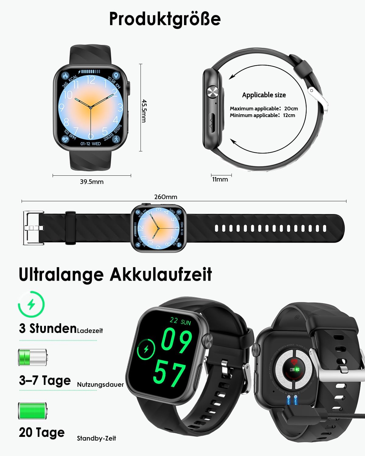 2026 Neu Smartwatch EKG+HRV/BMI/Harnsäure/ΒΙυtzυcker Herren Damen, 1.97'' AMOLED Gesundheitsuhr mit Bluetooth Anrufe, 24H Blutdruck/Herzfrequenz/Schlafmonitor, SOS-Notruf Fitnessuhr für Android iOS – Bild 7
