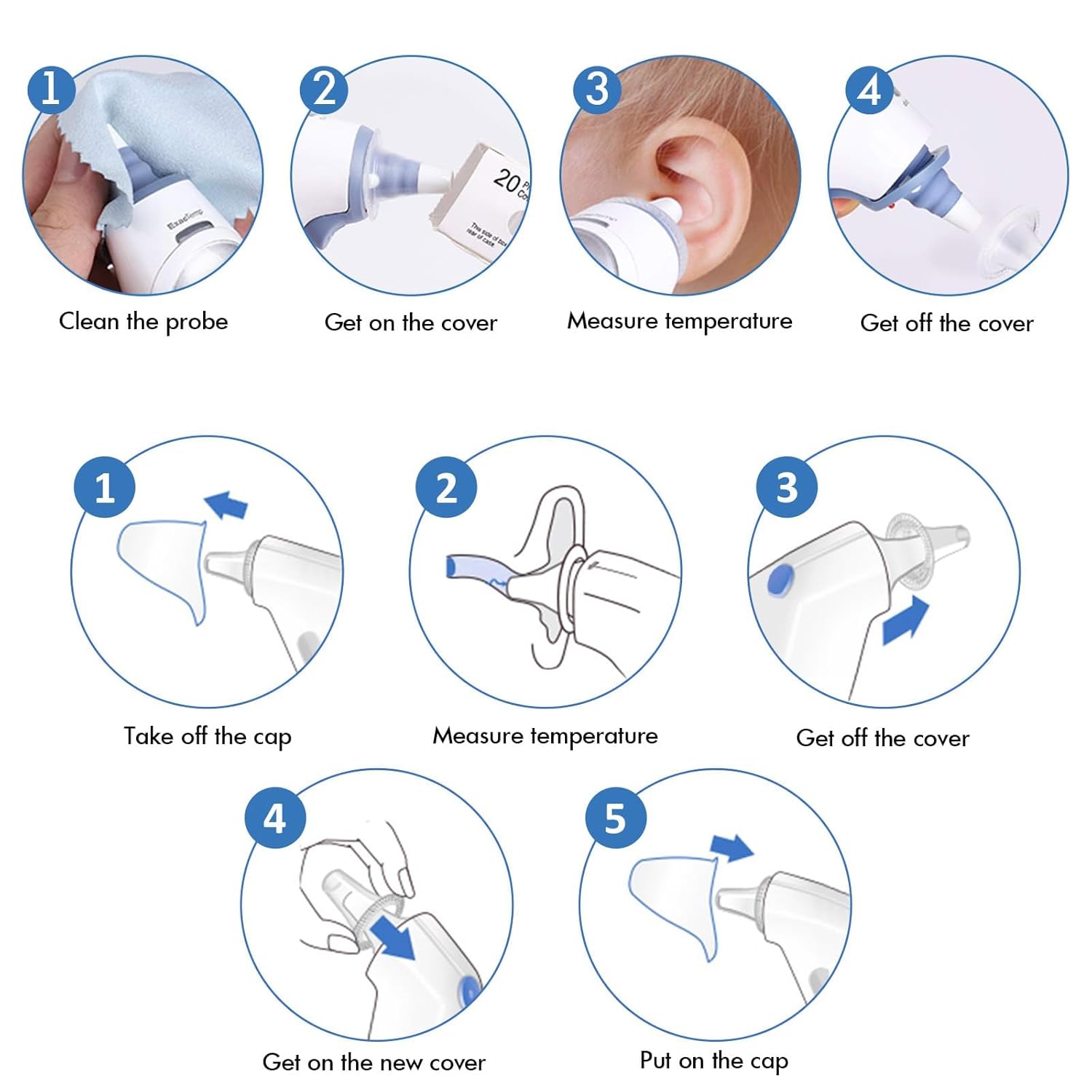 100 Stück Braun-Thermometerkappen, Ohrthermometer-Sondenabdeckungen. Ersatzkappen für alle Braun-Modelle und verschiedene Arten von Ohrthermometern – Bild 6