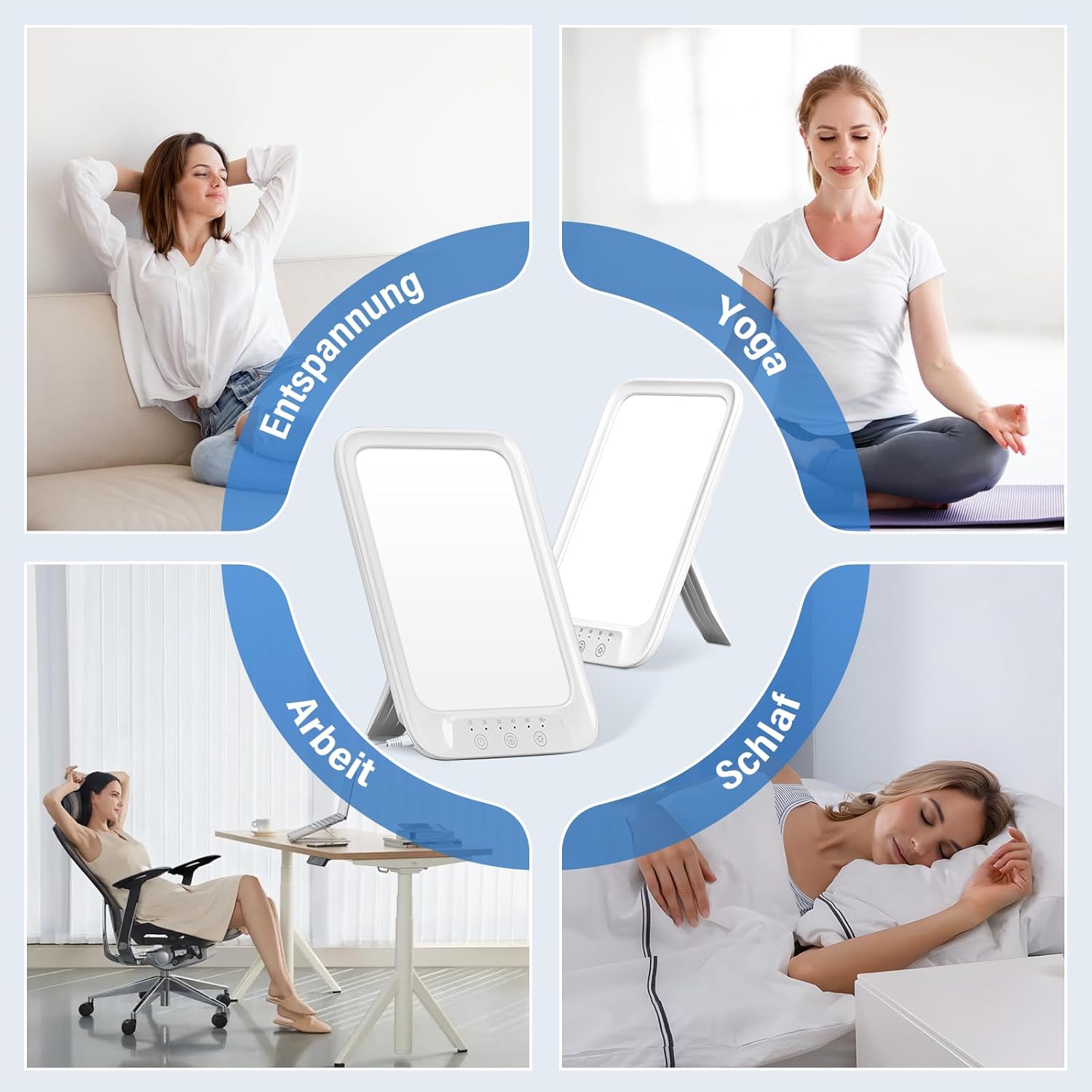 NIKYJM Tageslichtlampe 20000 Lux Lichttherapielampe mit 3 Farbtemperaturen, 10 Helligkeitsstufen und 6 Timern, UV-freie LED-Lichttherapielampe Tageslicht, Touch Control Sonnenlichtlampe – Bild 7