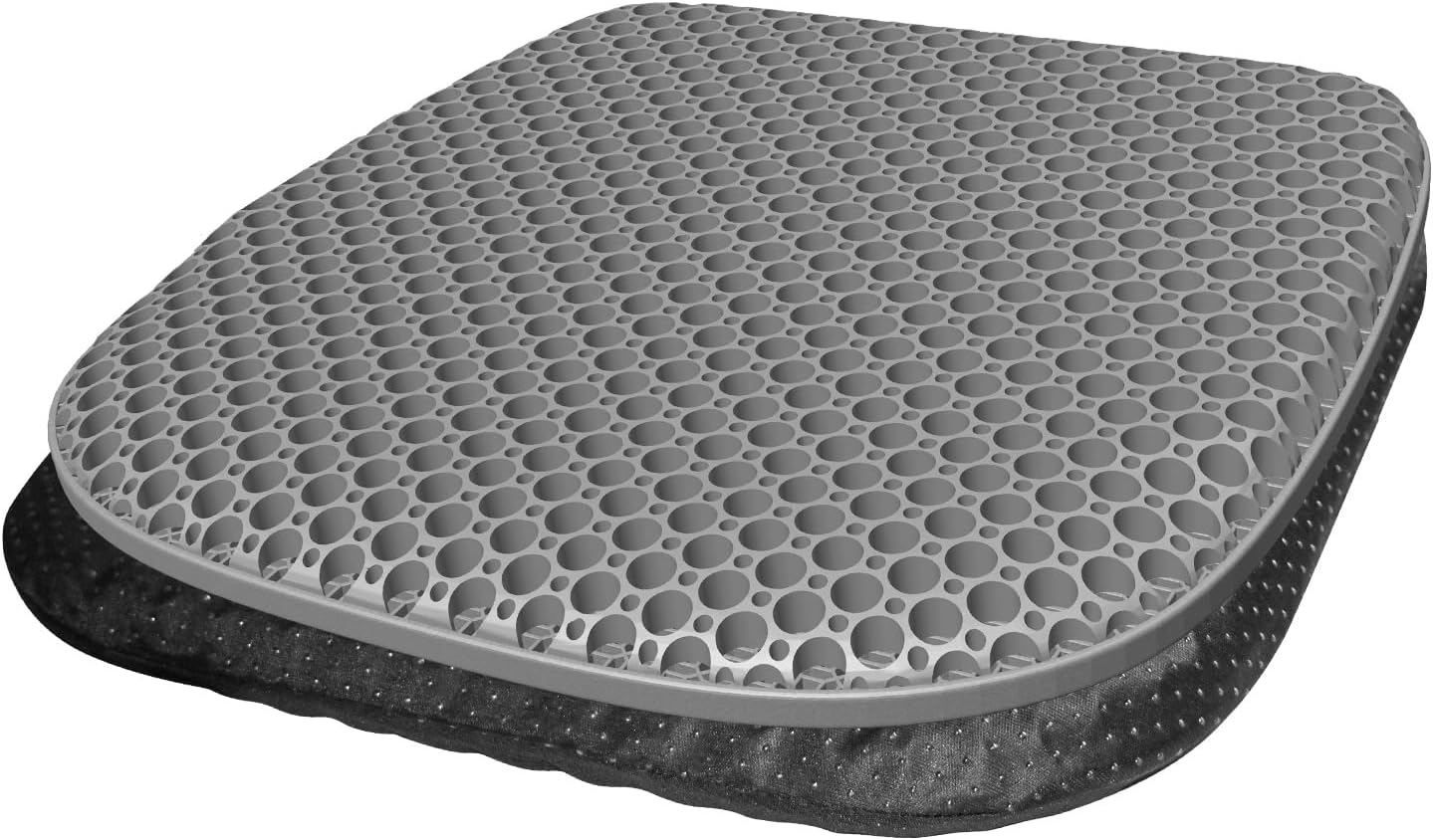 Gelkissen Sitzkissen, Gelsitzkissen Auto Bürostuhl, Stuhlkissen Orthopädische Doppelschichtverdickung mit Rutschfestem Stoffbezug, Atmungsaktives Stuhlkissen, Gelkissen für Bürostuhl (Grau-43x36)