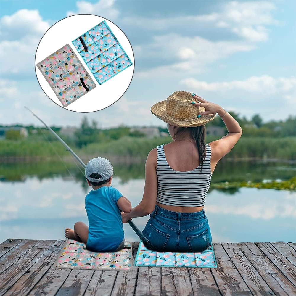 Anyingkai 2 Stück Sitzkissen Outdoor, faltbar, Sitzpolster, Outdoor, Kindersitzkissen, Wandern, wasserdicht, mit 2 Aufbewahrungstaschen für Spielplatz, Camping, Wandern, Picknick – Bild 6