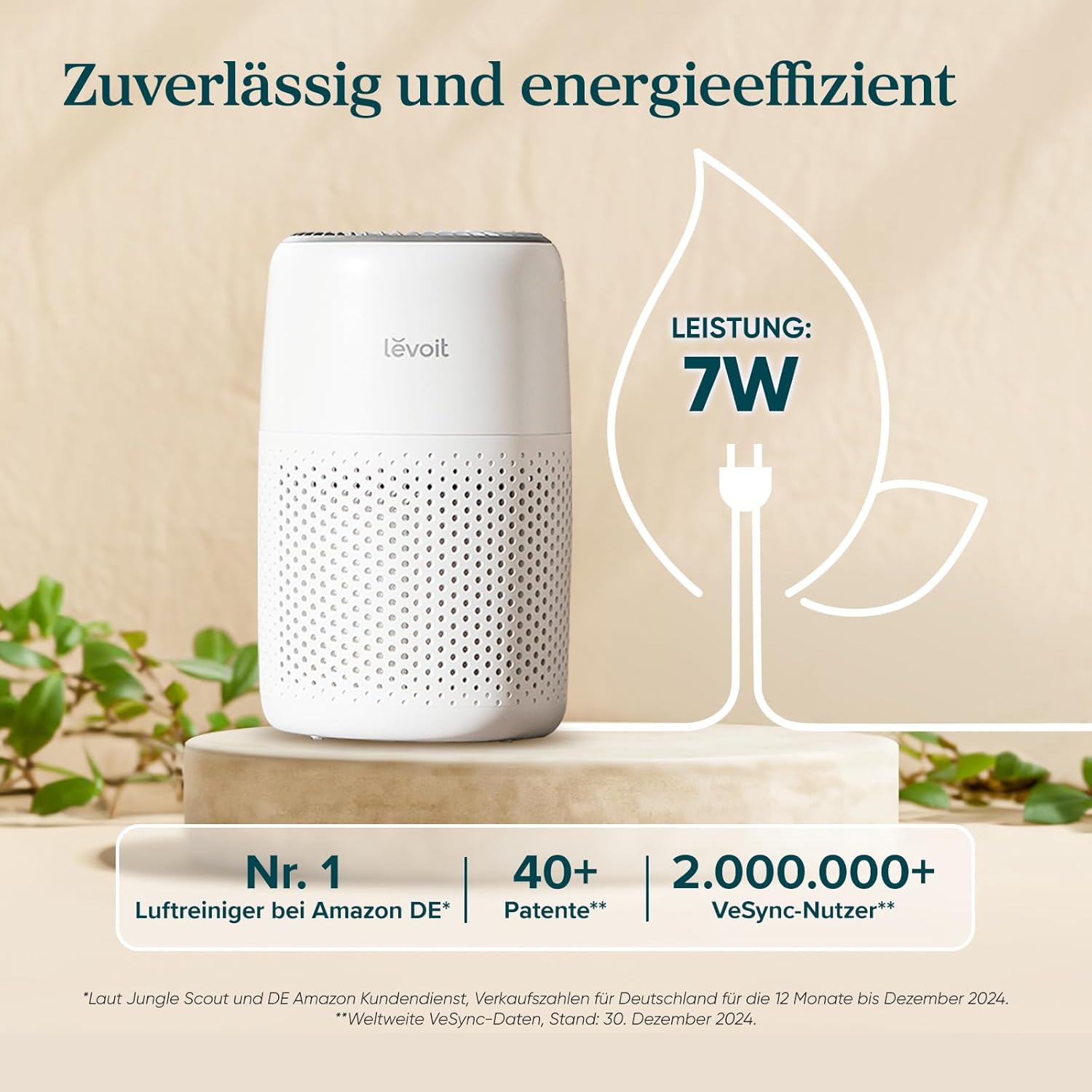 Levoit Luftreiniger für Allergiker mit Aromatherapie, HEPA-Luftfilter gegen Schimmel, Staub und Tierhaare bis 0,3 µm für Schlafzimmer, 7 Watt energiesparend, 3 Geschwindigkeiten, weiß – Bild 7