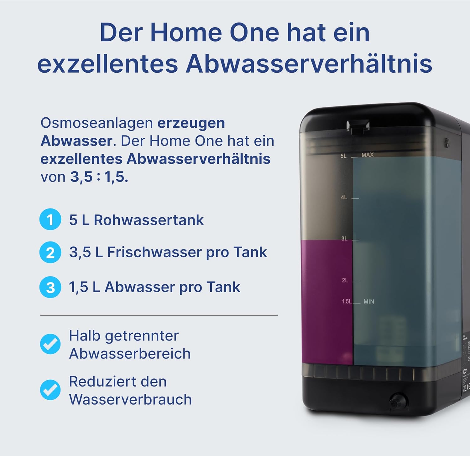 HO3 Home One Tisch-Osmoseanlage für Trinkwasser mit 4 Temperaturstufen (RT, 50, 85, 95 °C), 10 Stufen Wasserausstoß, mit Echtzeit-TDS, 8-stufiger Filterung und doppeltem Luma UV, Wasserfilter (schwarz) – Bild 9