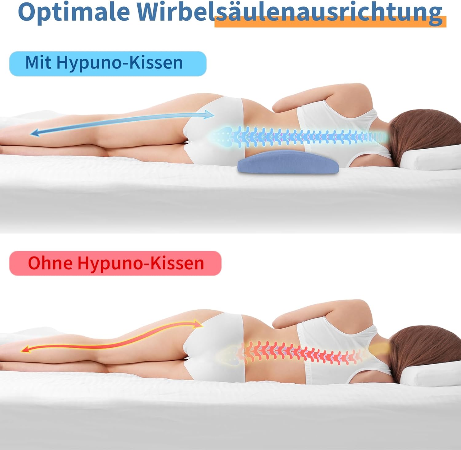 Orthopädisches Lendenkissen mit kühlender Gelschicht, ergonomische Memory-Schaum-Rücken- und Lendenwirbelstütze für Bett und Sofa – Vorlagen für Entlastungskissen für den unteren Rücken – Bild 4