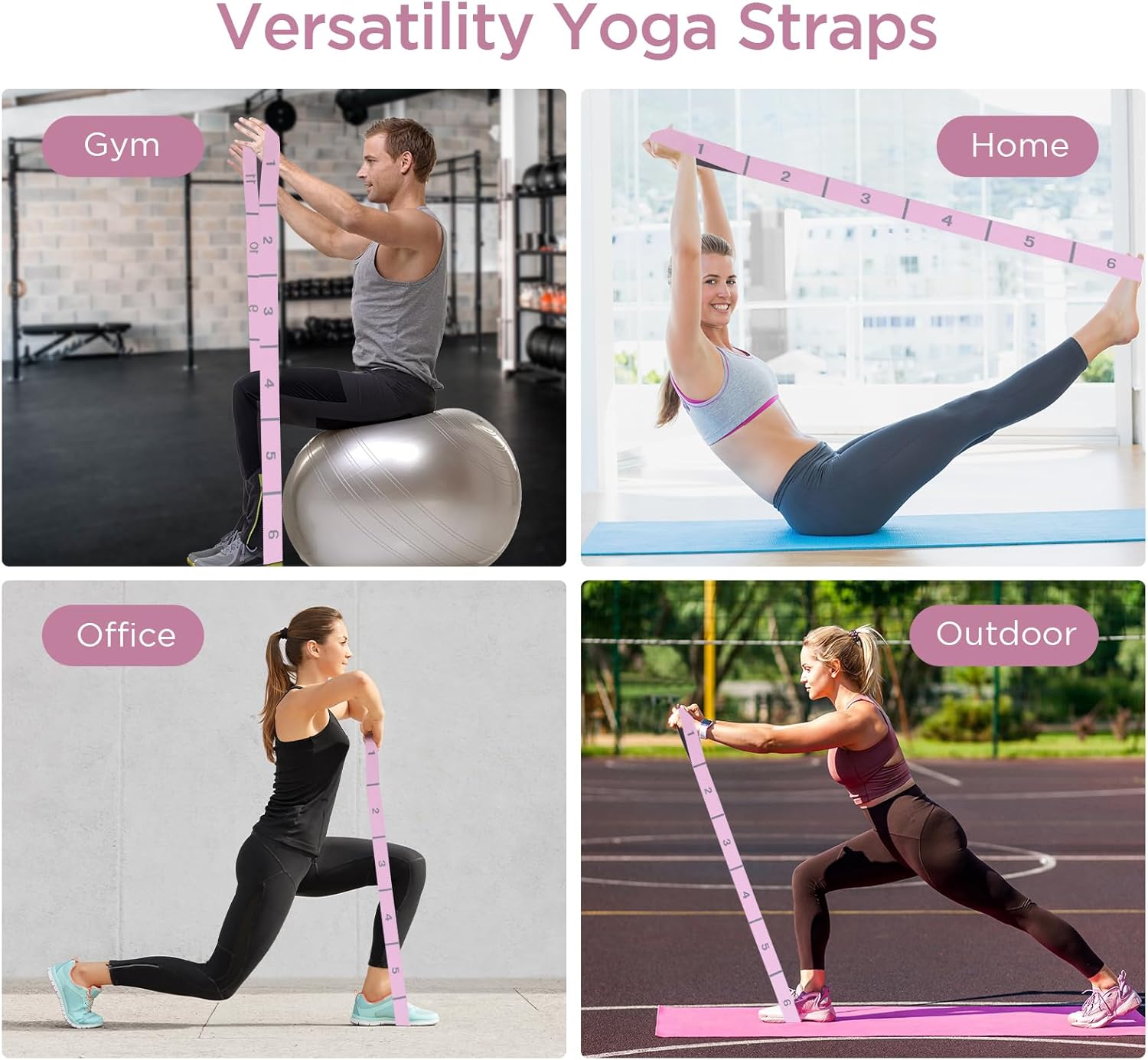 AiQInu Yoga Stretch Gurt, Widerstandsbänder mit 11 Schleifen, hochelastischer Fitnessbänder, hochelastischer elastischer Widerstandsbänder für Pilates Fitness Stretching Training – Bild 4