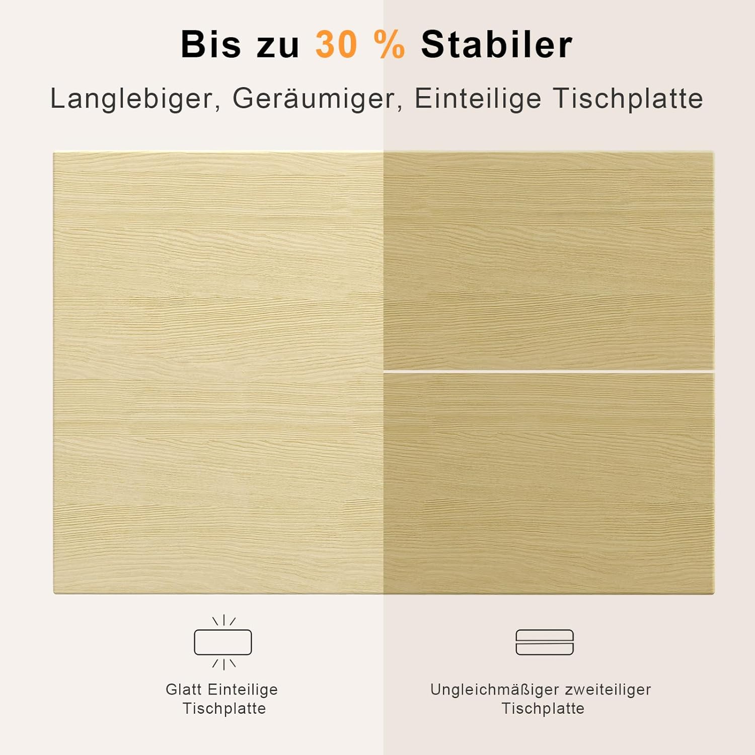 WALKINGDESK Ganze Tischplatte, höhenverstellbarer Schreibtisch, elektrischer 140 x 70 cm Computertisch, Stehsitztisch mit einteiliger Tischplatte, Stehpult mit 4 Memory-Funktionen, Eiche – Bild 4