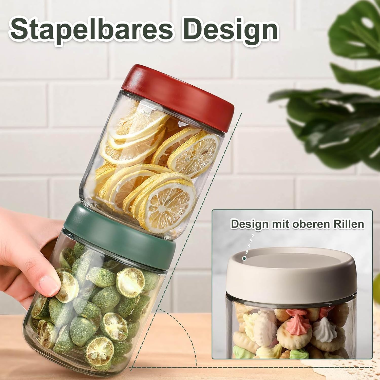 QIMYGIFT Overnight Oats Gläser mit Deckel, 500 ml Einmachgläser mit Schraubdeckel, Meal-Prep-Gläser für hausgemachte Marmelade, Babynahrung, Einlegen, Einkochen, Einmachglas, Sauerteig – Bild 4