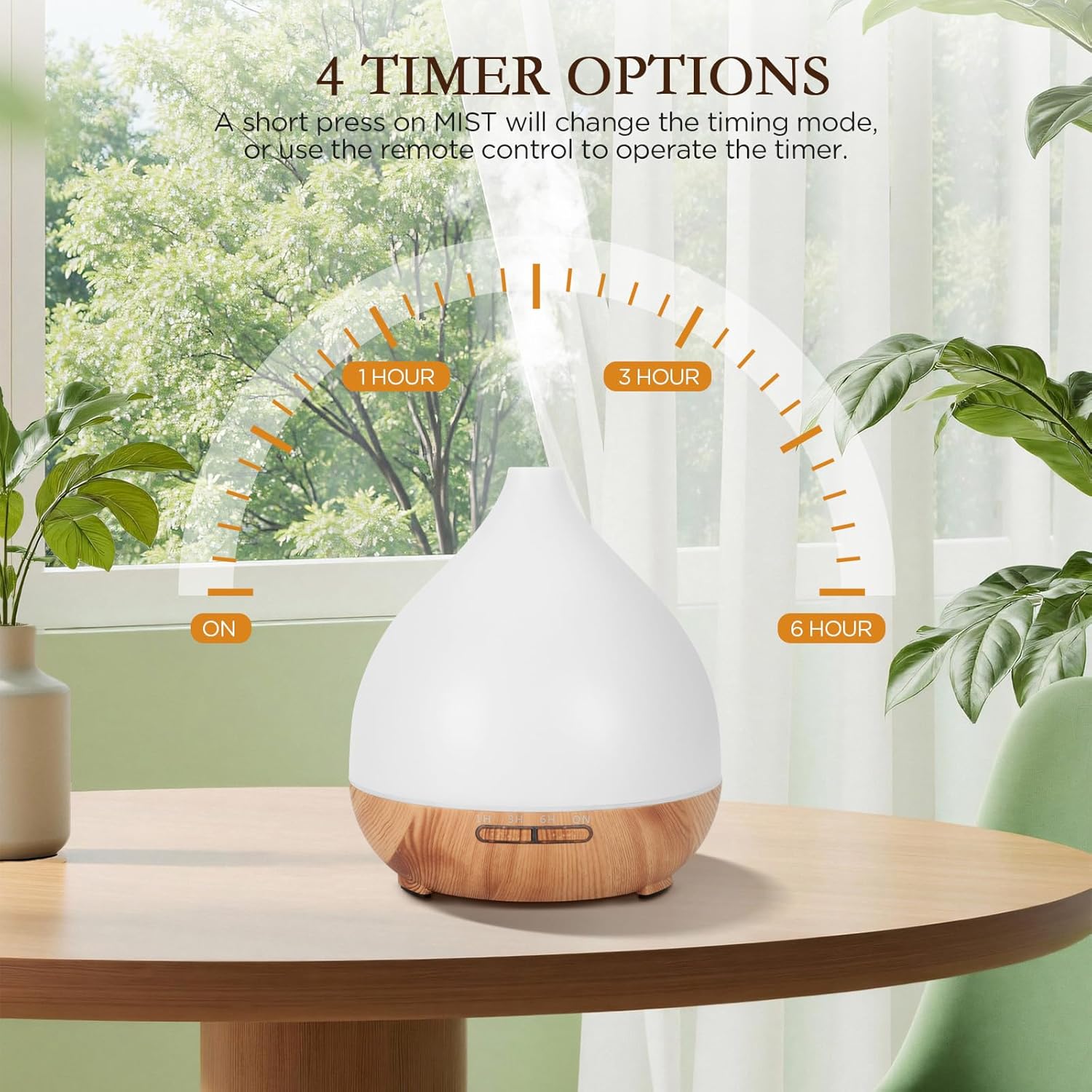 Cozary Aroma Diffuser 400 ml, Ultraschall-Aromatherapie-Raumduftdiffusor für ätherische Öle mit 7-Farben-LED-Licht, Diffusor-Luftbefeuchter mit Fernbedienung, 3 Timer, automatische Abschaltfunktion – Bild 6