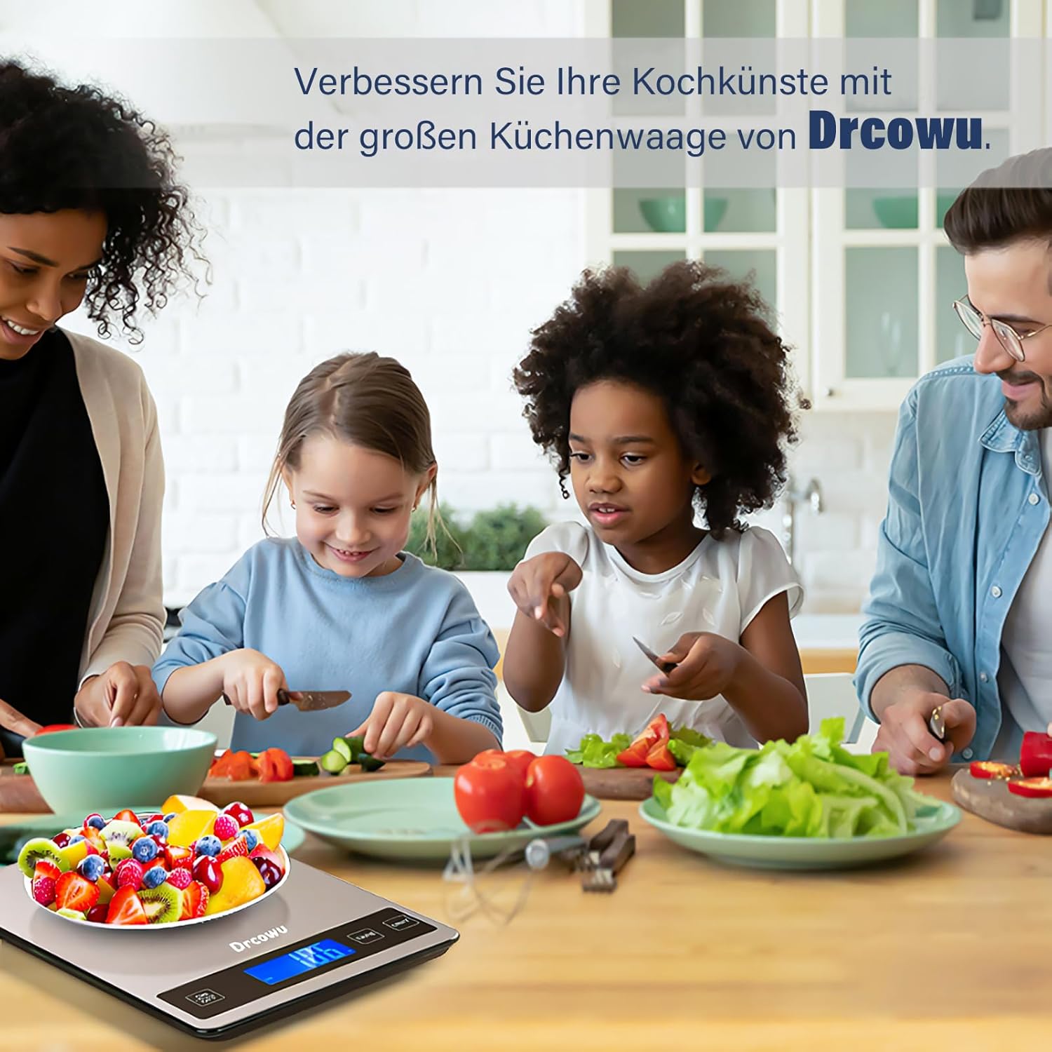 Küchenwaage digital 15 kg, Küchenwaage digital wasserdicht mit LCD-Display, multifunktionale Lebensmittelwaage, hohe Präzision bis 1 g, Tara-Funktion, Touch-Taste, großes Edelstahl-Panel – Bild 9