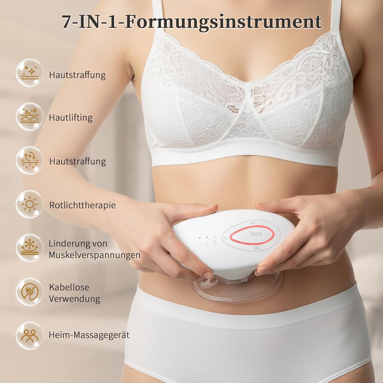Ehomfory 3-in-1-Schröpfmassagegerät mit Lymphdrainagegerät, Cellulite-Massagegerät, Massagepistole und EMS- und Rotlichtfunktion zur Gesichtsstraffung und Körperkonturierung, tragbar – Bild 4